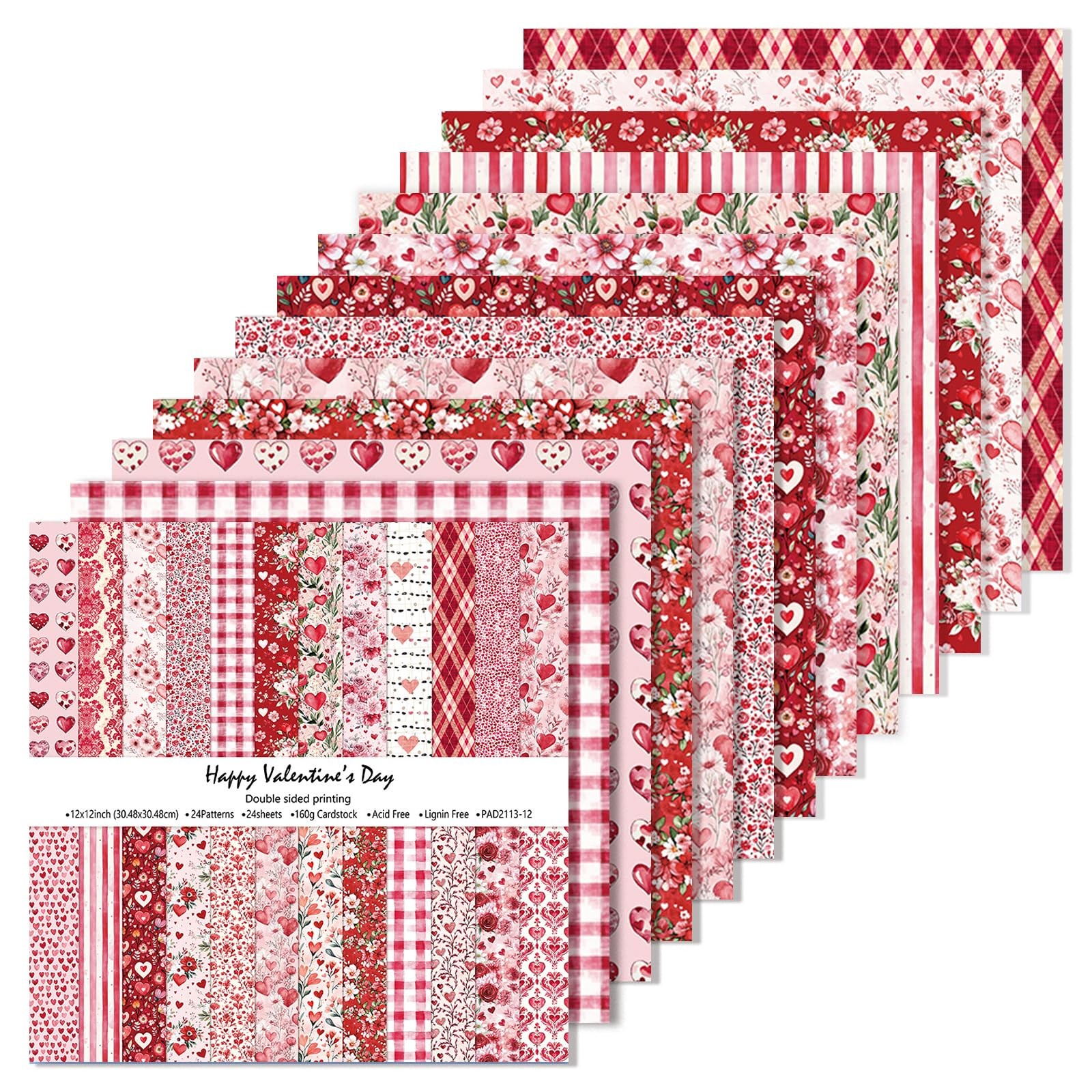 Scrapbook Paper 24 Sheets 12x12 Double Sided Floral Craft Paper