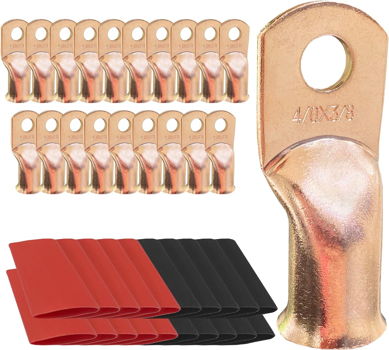 10Pcs 4/0 AWG-3/8 Ring Battery Lugs, Copper Lugs, Battery Cable Ends, Tubular Ri 10Pcs 4/0 AWG-3/8 Ring Battery Lugs, Copper Lugs, Battery Cable Ends, Tubular Ri