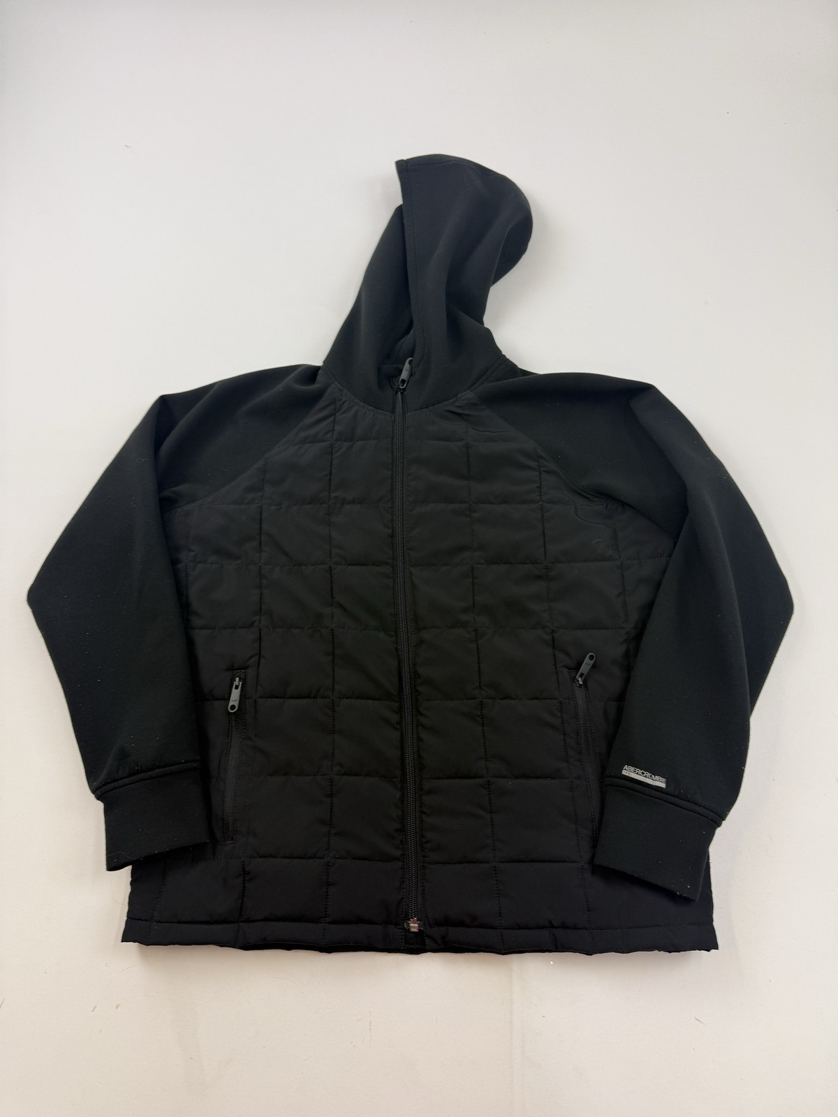 Abercrombie Kids Jacket Youth 15-16 Black Hooded Quilted Softshell Zip Winter