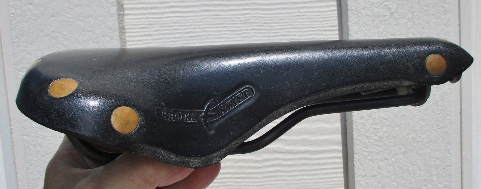 Vintage Brooks Swift Titanium Black Leather Saddle w/ Copper Badge - 358 Grams Vintage Brooks Swift Titanium Black Leather Saddle w/ Copper Badge - 358 Grams