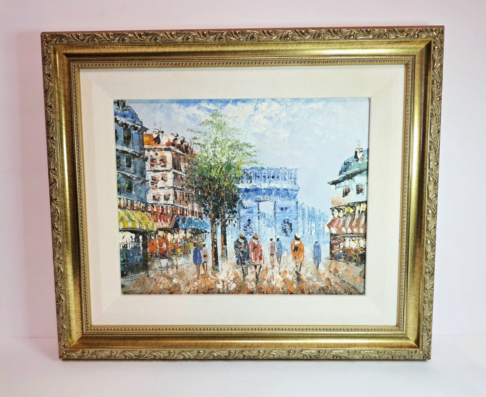 Caroline Burnett VTG Original Oil Painting Paris Street w/Arc de Triomphe 14x12\
