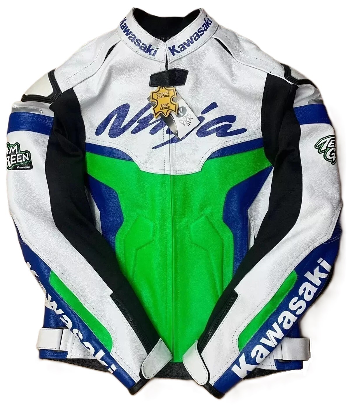 Kawasaki Ninja Leather Motorcycle Racing Jacket Men\'s CE Armor Biker Riding Gear