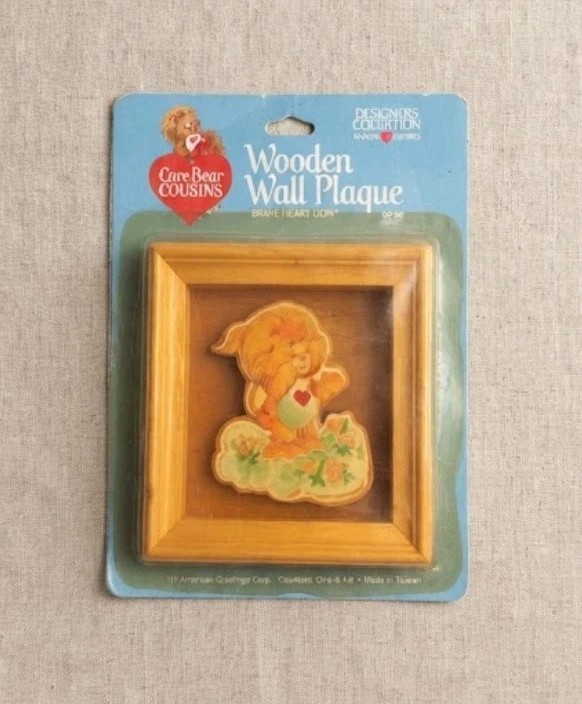 Vintage 1985 Care Bear Cousins Brave Heart Lion Wooden Wall Plaque Sealed New