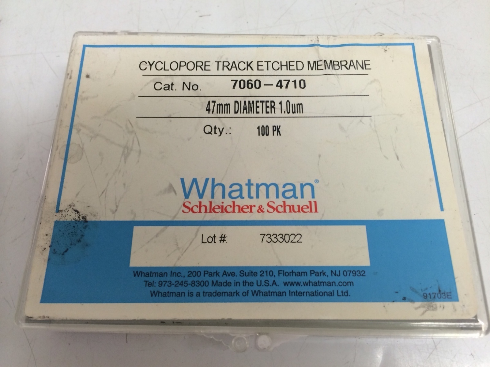 NEW WHATMAN CYCLOPORE TRACK ETCHED 1.0µm 47mm 100 COUNT CAT. NO. 7060-4710