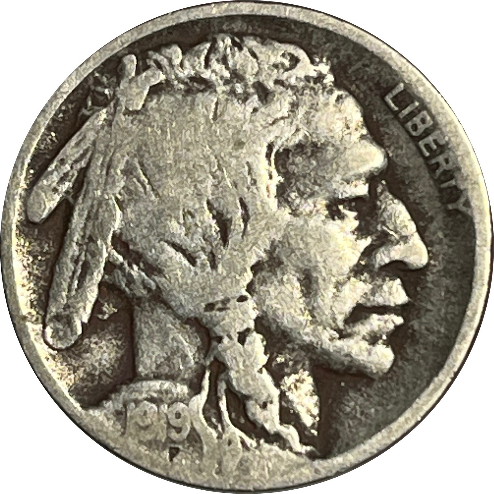 1919-S-Buffalo Nickel-full date and mint mark-better date- 