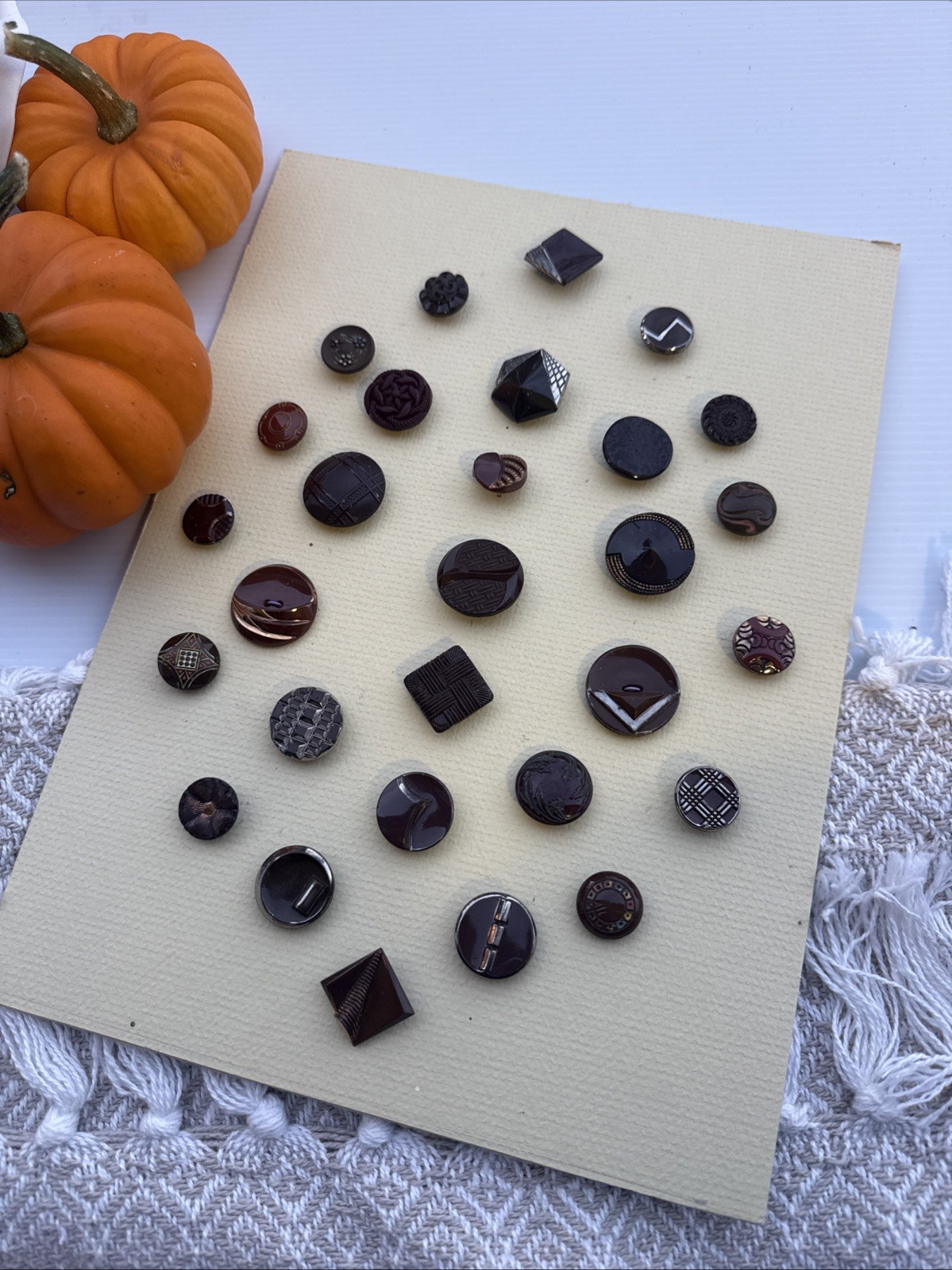 Vintage Ornate Metal Buttons Mixed Material Collector Sample Board