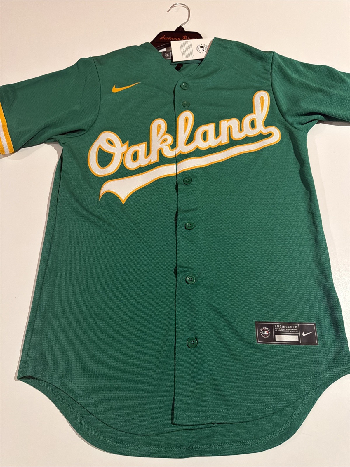 NIKE MLB OAKLAND ATHLETICS ALTERNATE TEAM JERSEY KELLY GREEN Sz S Men’s T770