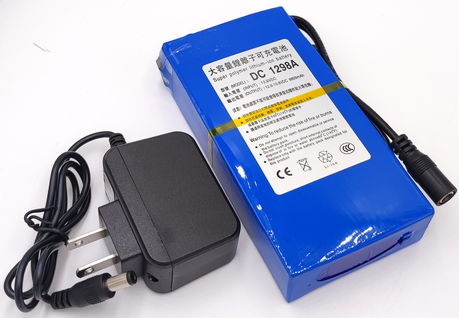 Super Rechargeable Portable Li-ion Battery Pack DC 12V 9800mAh DC1298A W/ Plug