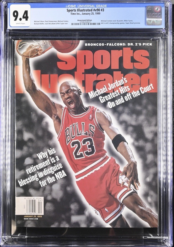MICHAEL JORDAN RARE Chicago Bulls Sports Illustrated Newsstand 1999 CGC 9.4 MICHAEL JORDAN RARE Chicago Bulls Sports Illustrated Newsstand 1999 CGC 9.4