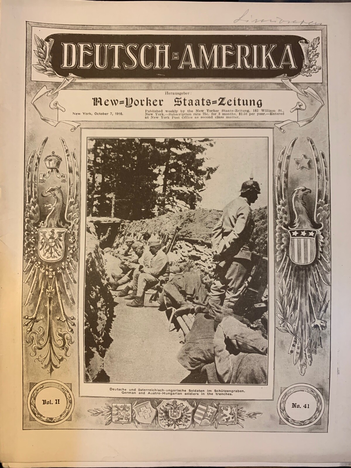 Deutsch-Amerika Deutsche und österreichisch-ungarische October 1916 J1000 KL1192 Deutsch-Amerika Deutsche und österreichisch-ungarische October 1916 J1000 KL1192
