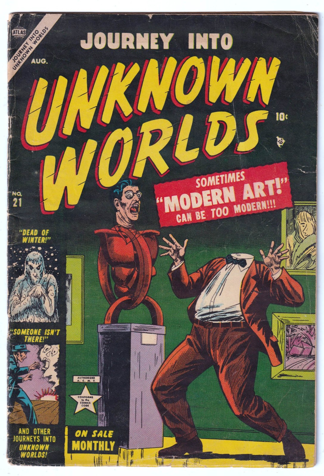 JOURNEY INTO UNKNOWN WORLDS 21 (1953 Atlas) Decapitation PCH; VG+ 4.5