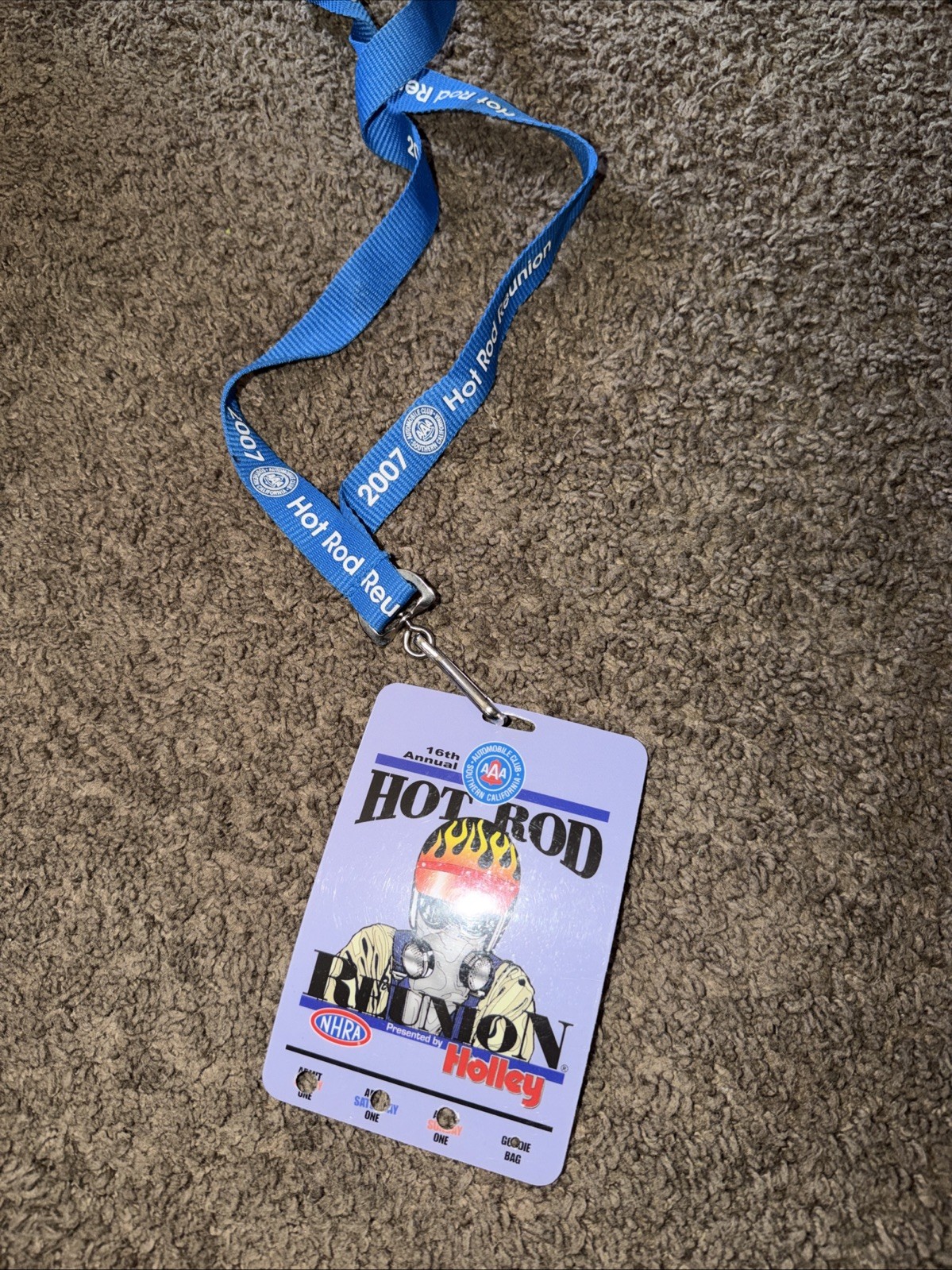 2007 NHRA Hot Rod Reunion Holley 16th Annual Pass Credential Ticket Lanyard 2007 NHRA Hot Rod Reunion Holley 16th Annual Pass Credential Ticket Lanyard