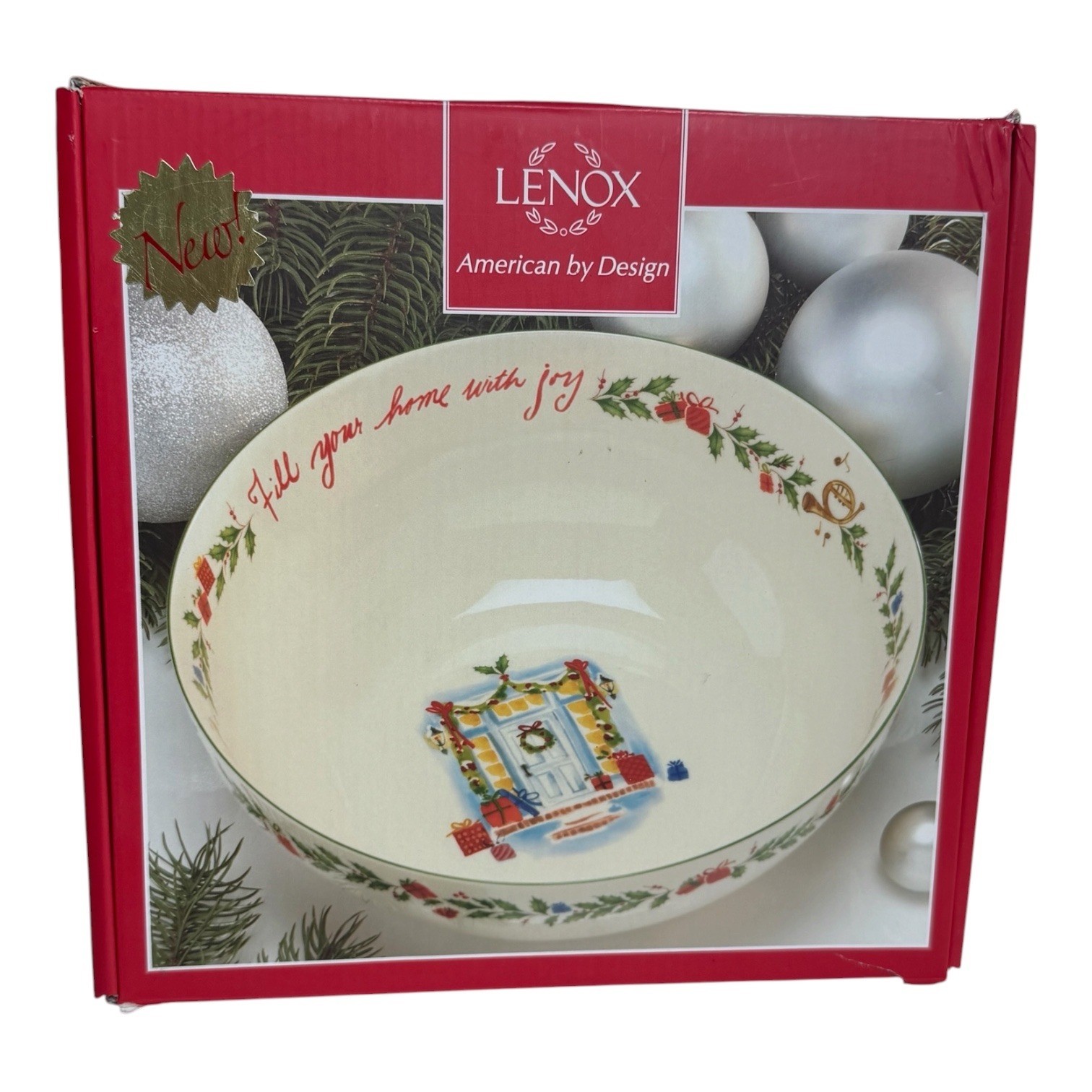 Lenox American by Design Fill Your Home With Joy Christmas Bowl 10in Box