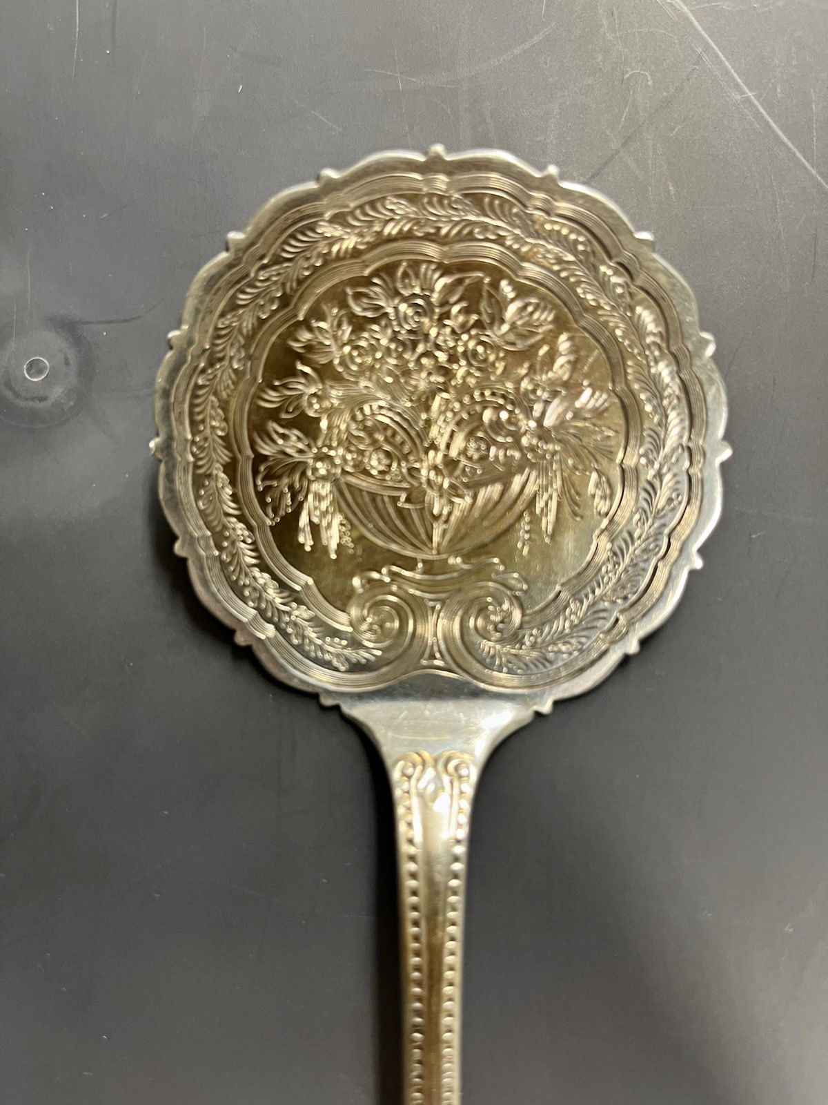 Antique H.B. Stanwood Boston Coin Silver hot cake server c.1850s 8” L, 2.5” dia.