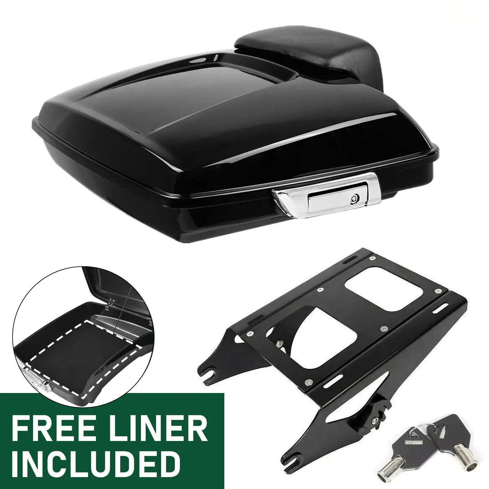 Razor Trunk Pack +Pad 2 Up Mount Rack For Harley Touring Road Glide 2014-2026 25 Razor Trunk Pack +Pad 2 Up Mount Rack For Harley Touring Road Glide 2014-2026 25
