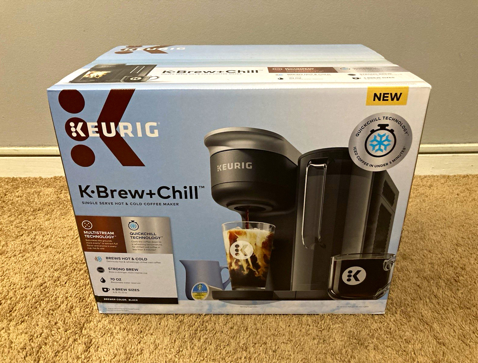 Keurig K-Brew+Chill Hot & Iced K-Cup Pod Coffee Maker, 70 oz, Black
