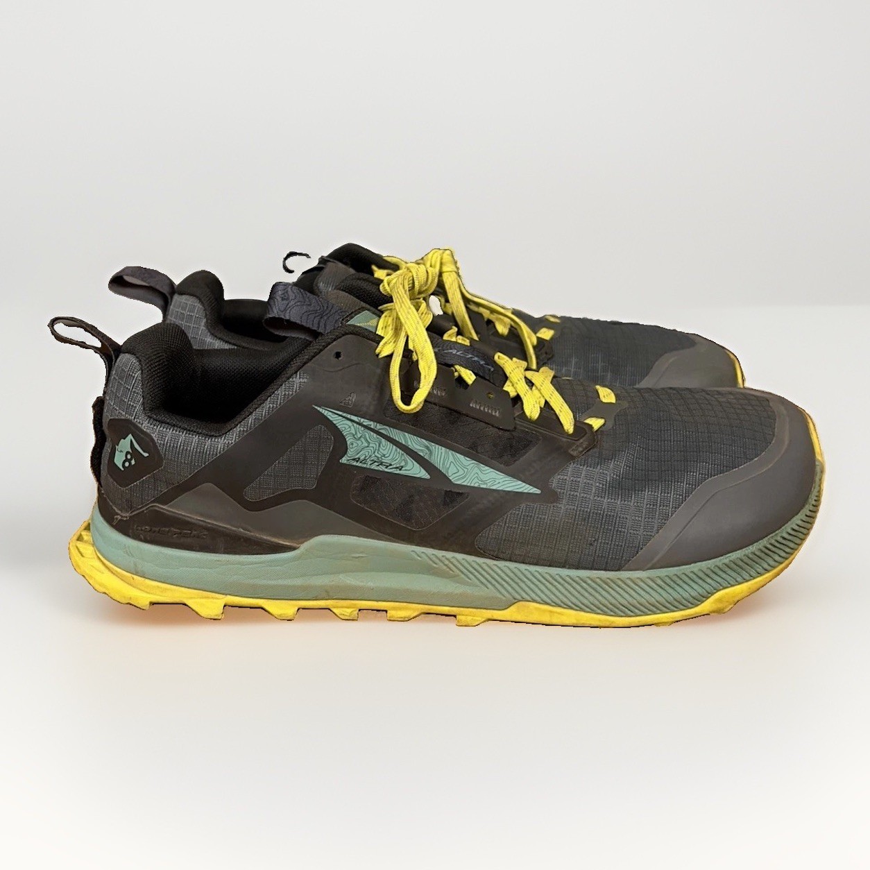 Size 9.5 - Altra Lone Peak 8 Running Shoe Black Yellow Green Size 9.5 - Altra Lone Peak 8 Running Shoe Black Yellow Green