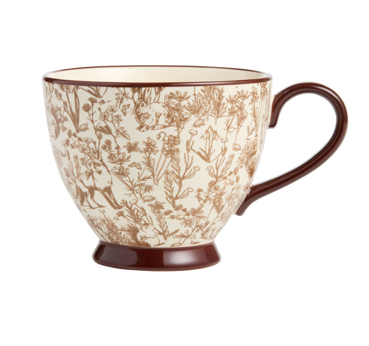 Chocolate Brown Fall Bunny Toile Ceramic Mug 16 oz – Country Floral Design