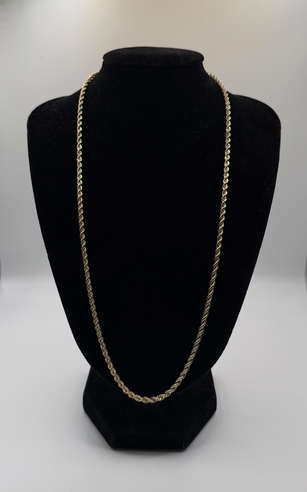 Real 10K Yellow Gold 3mm Rope Chain 19in Real 10K Yellow Gold 3mm Rope Chain 19in