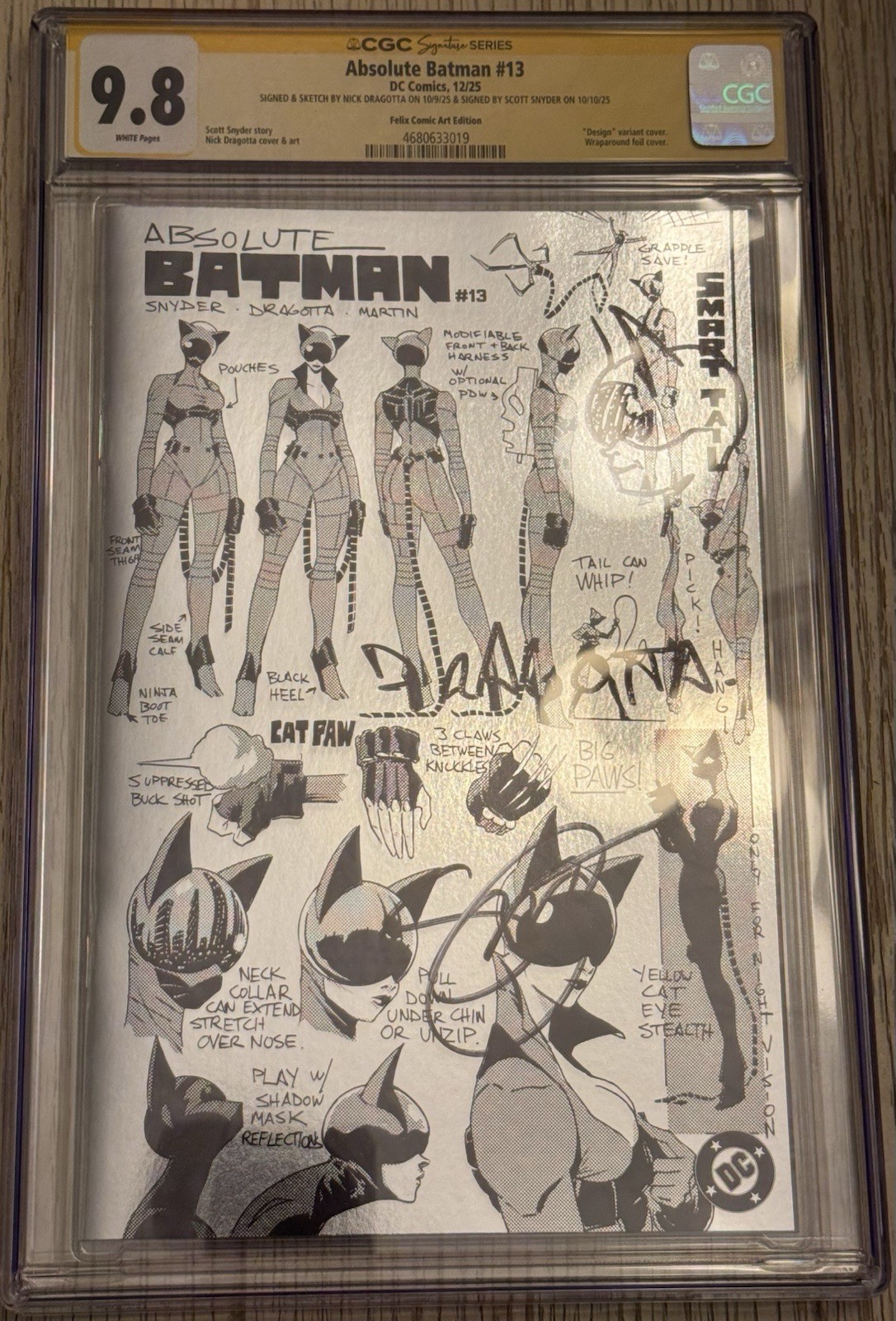 Absolute Batman 13 Felix Design Variant CGC 9.8 Signed Snyder Dragotta NYCC Absolute Batman 13 Felix Design Variant CGC 9.8 Signed Snyder Dragotta NYCC