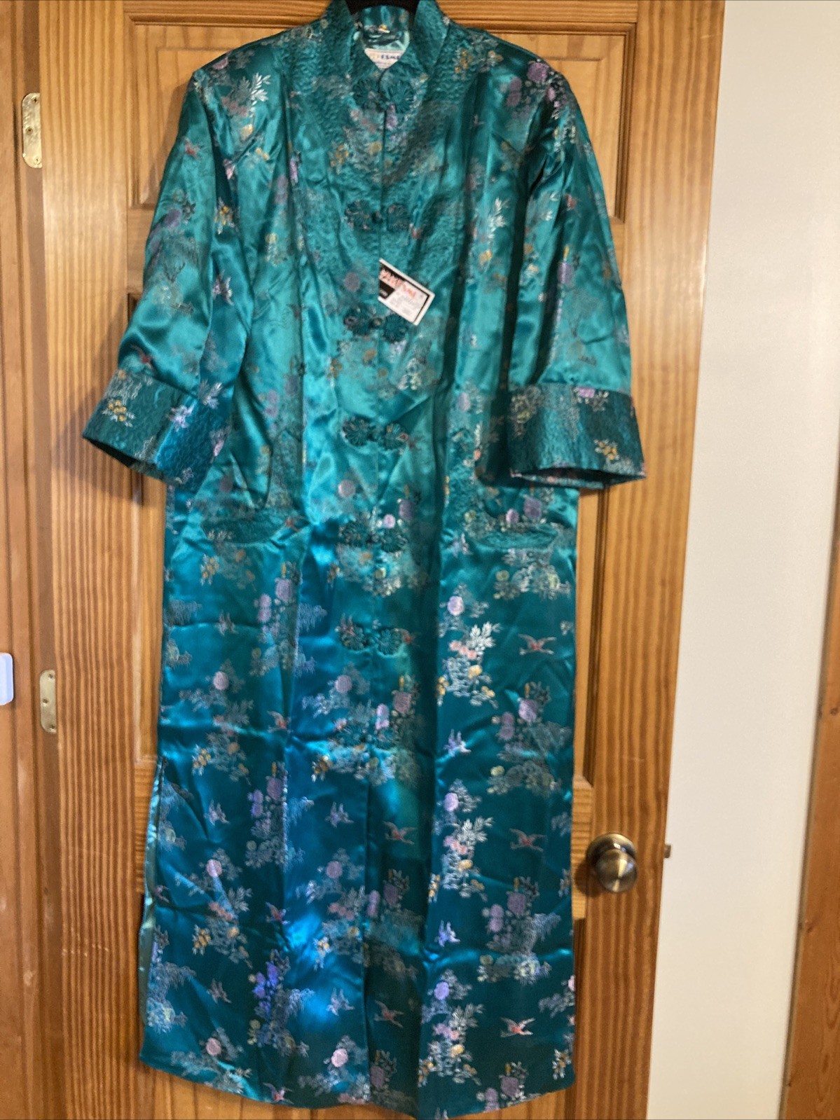 vintage Chinese embroidered robe by ESME original tag included EUC