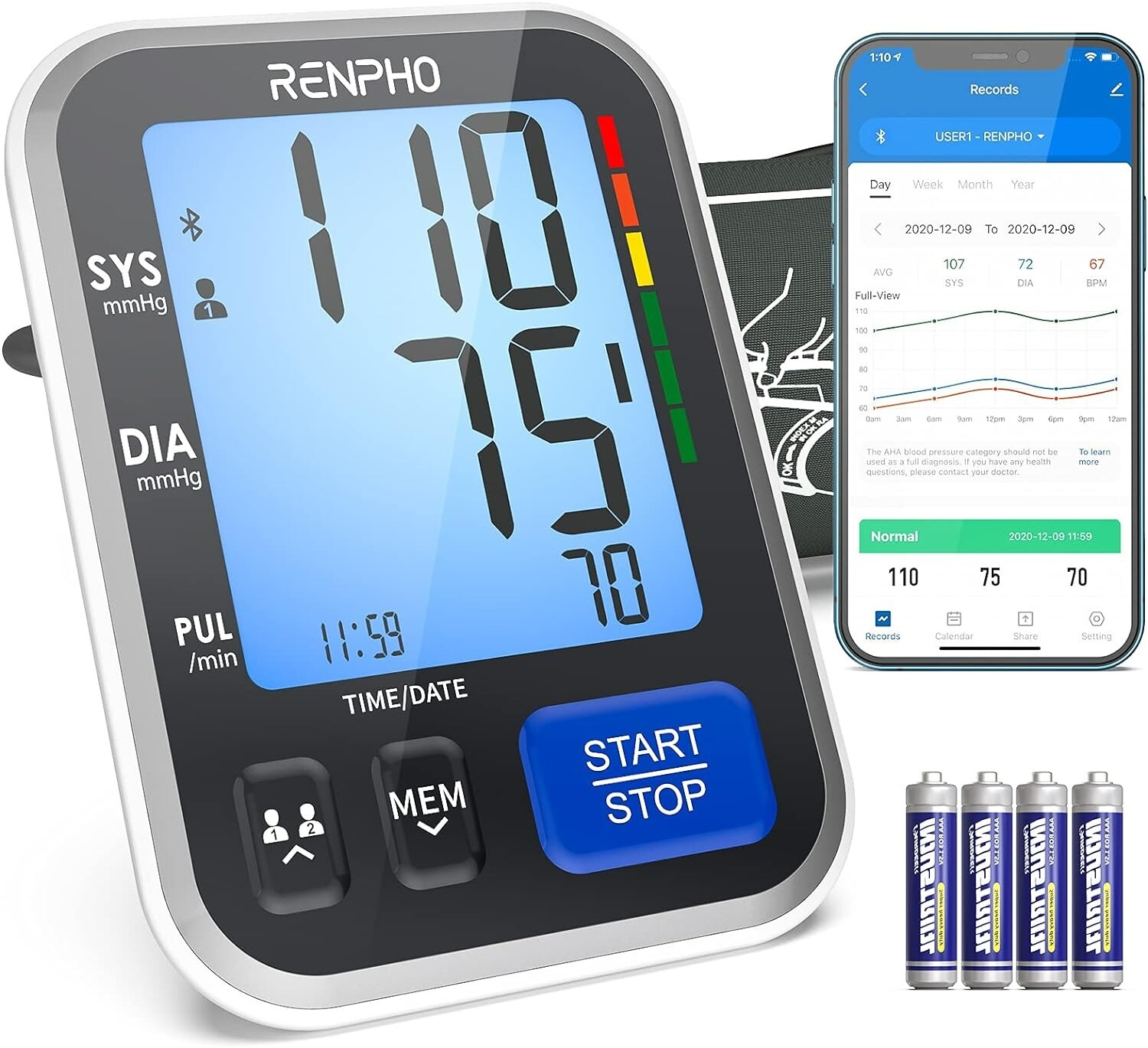 RENPHO Blood Pressure Monitor Home Use Bluetooth Smart BP Machine Gift for Mom RENPHO Blood Pressure Monitor Home Use Bluetooth Smart BP Machine Gift for Mom