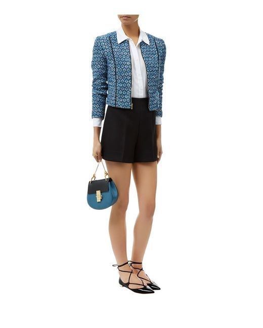 * NWT Diane von Furstenberg \'Buckley\' Woven Crop Jacket NWT Blue multi 10 * NWT Diane von Furstenberg \'Buckley\' Woven Crop Jacket NWT Blue multi 10