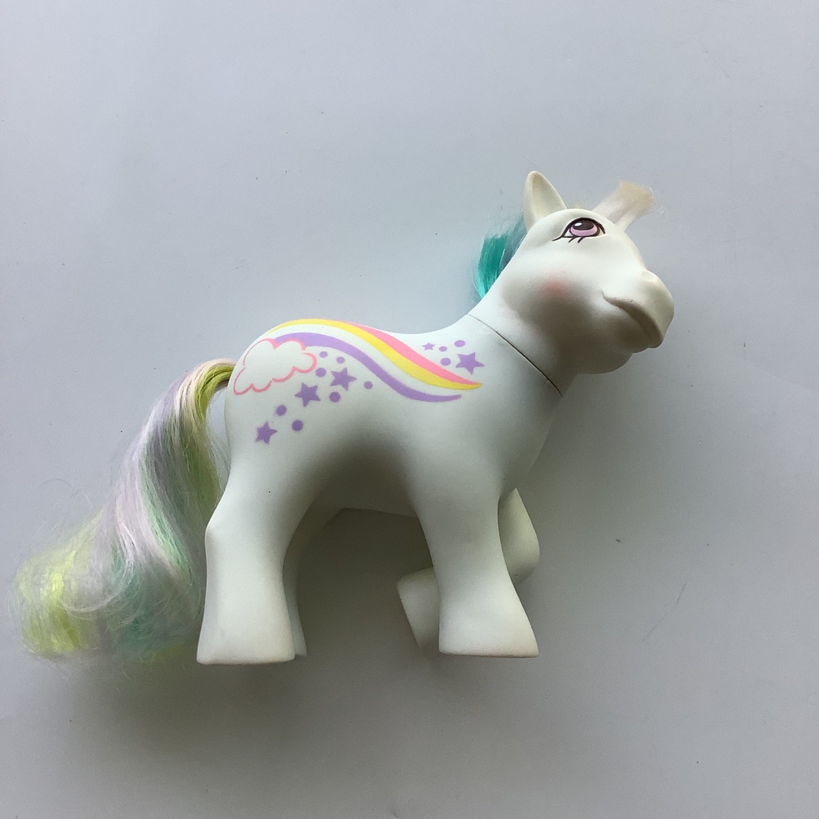 Vintage My Little Pony G1 Raincurl Rainbow Curl White Pony Stars 1984 w/ Haircut