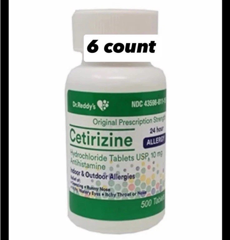 6 Allergy Relief | Cetirizine HCL 10 mg | 500 Count Tablet 24 Hour Zyrtec 11/28 6 Allergy Relief | Cetirizine HCL 10 mg | 500 Count Tablet 24 Hour Zyrtec 11/28