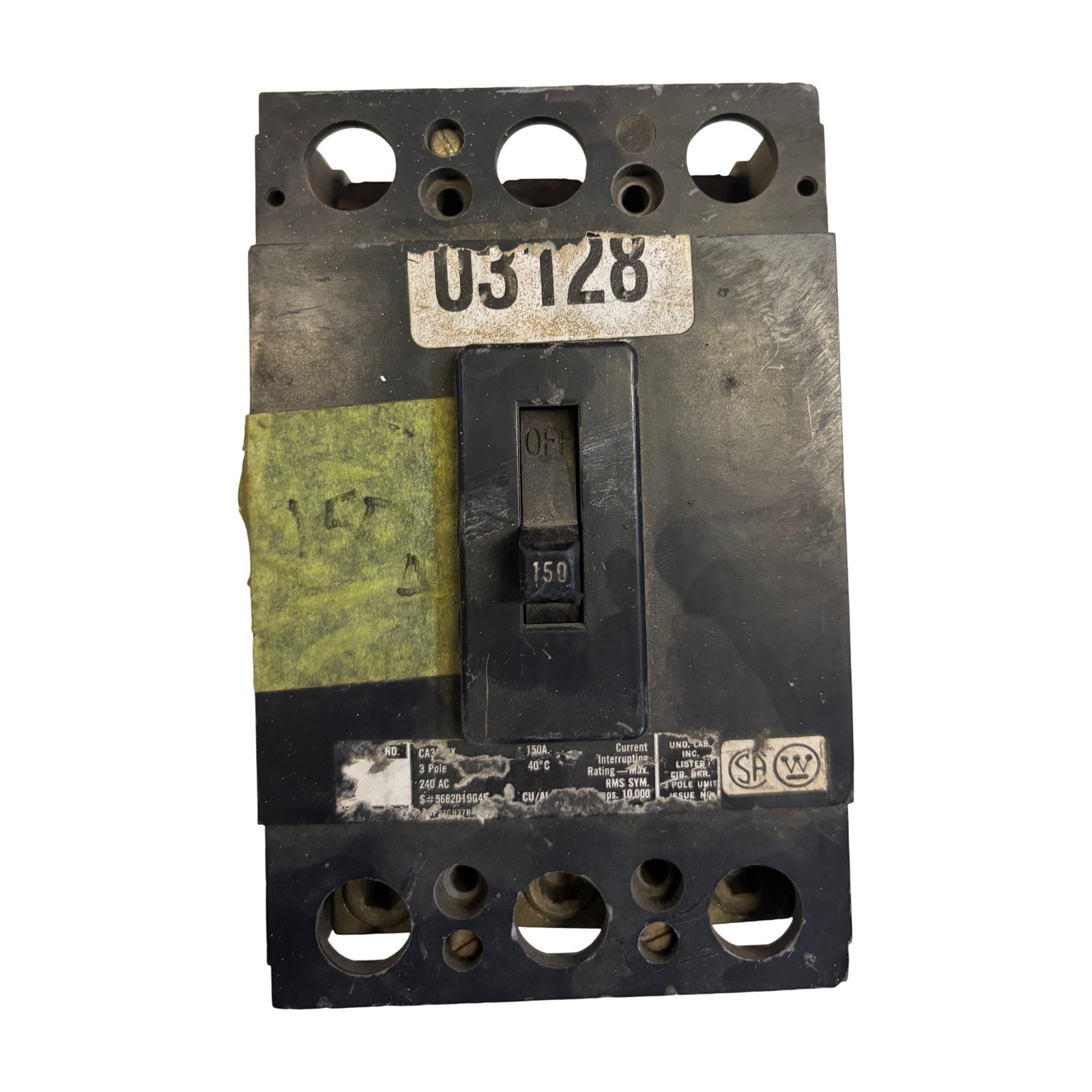 Westinghouse CA3150X 150A 3-Pole 240V Molded Case Circuit Breaker Westinghouse CA3150X 150A 3-Pole 240V Molded Case Circuit Breaker