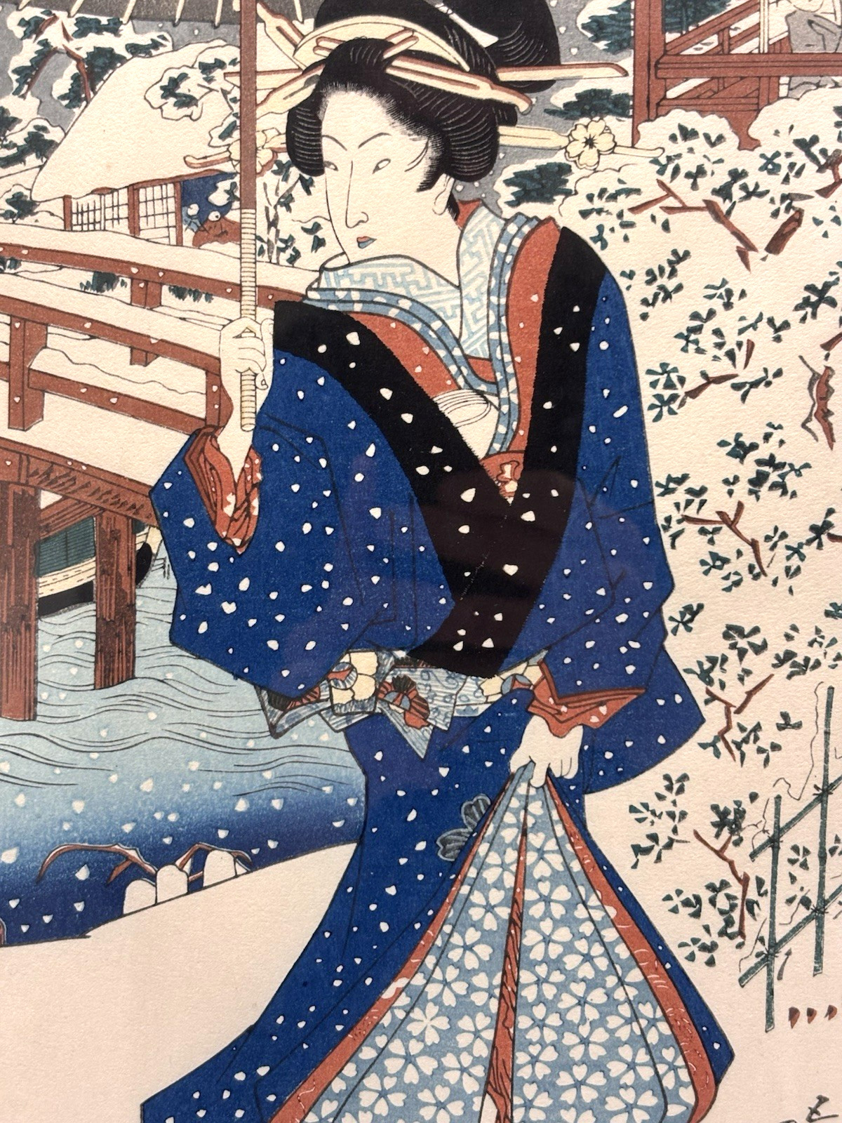 Vintage Ukiyo-e Framed Woodblock Print, RARE Japanese Cultural Art Decor Gifts
