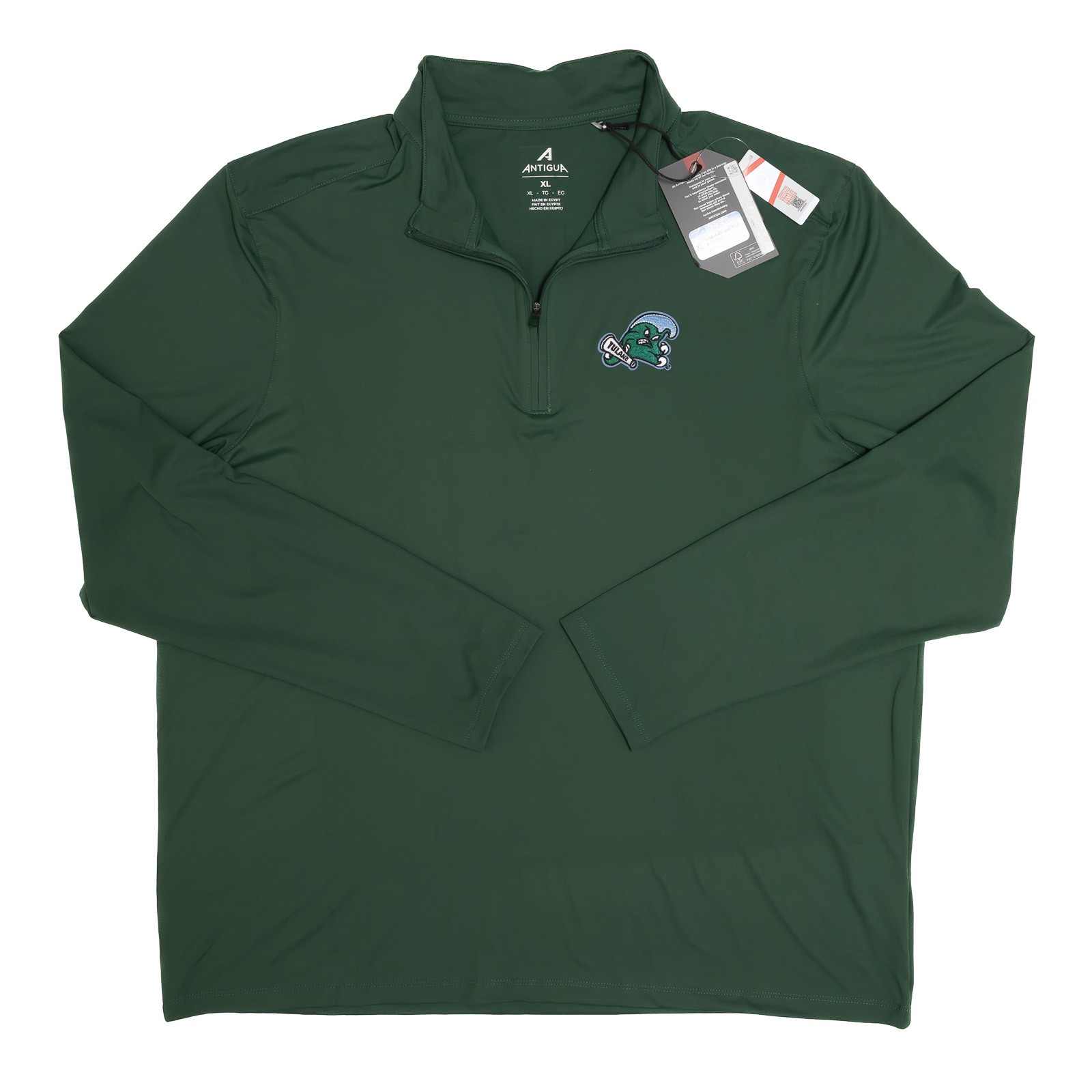 Antigua TULANE UNIVERSITY 1/4 Zip Pullover Mens XL Embroidered Green Wave Logo