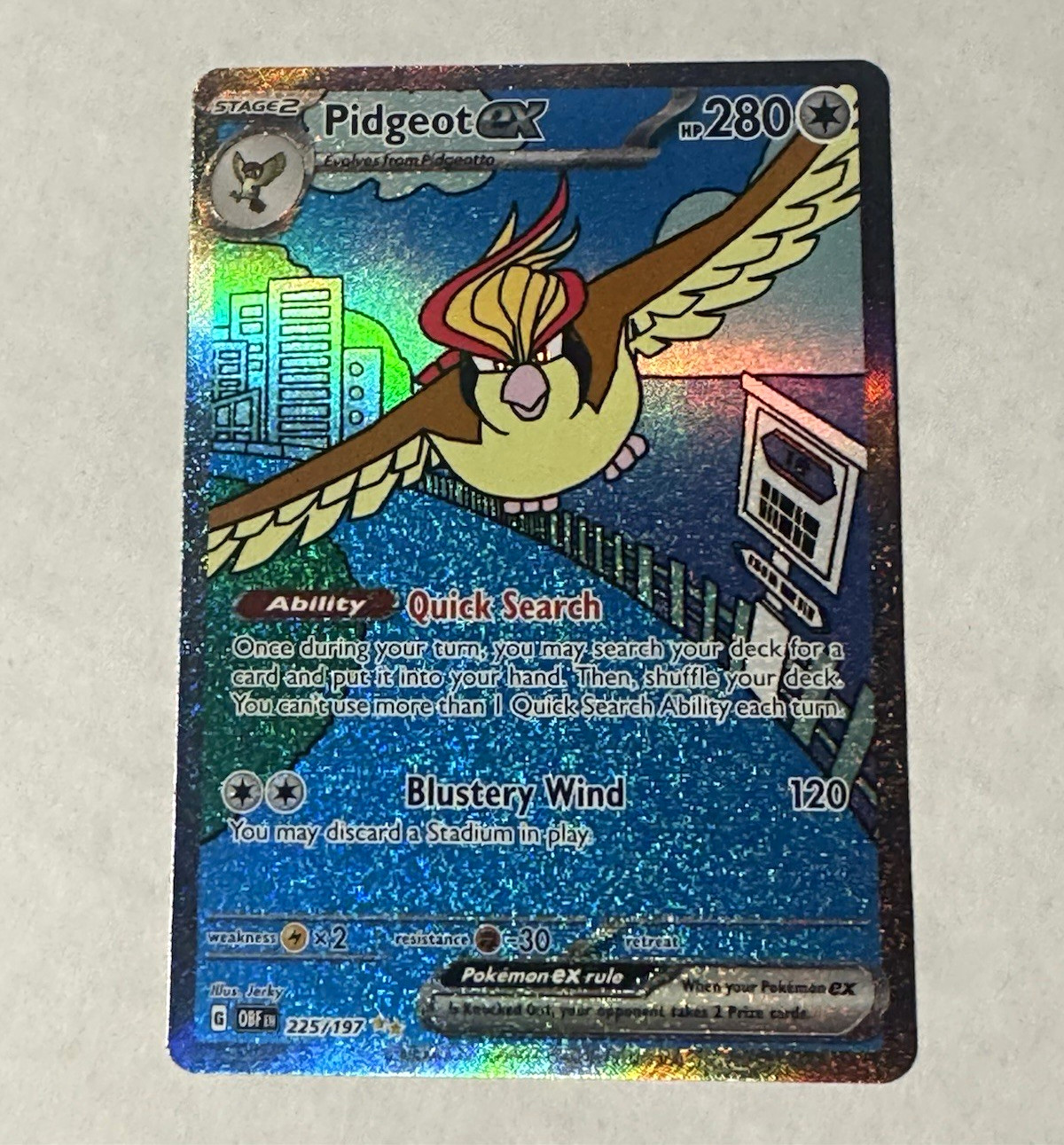 Pokemon TCG Pidgeot ex 225/197 SV03 Obsidian Flames SIR Full Art Holo