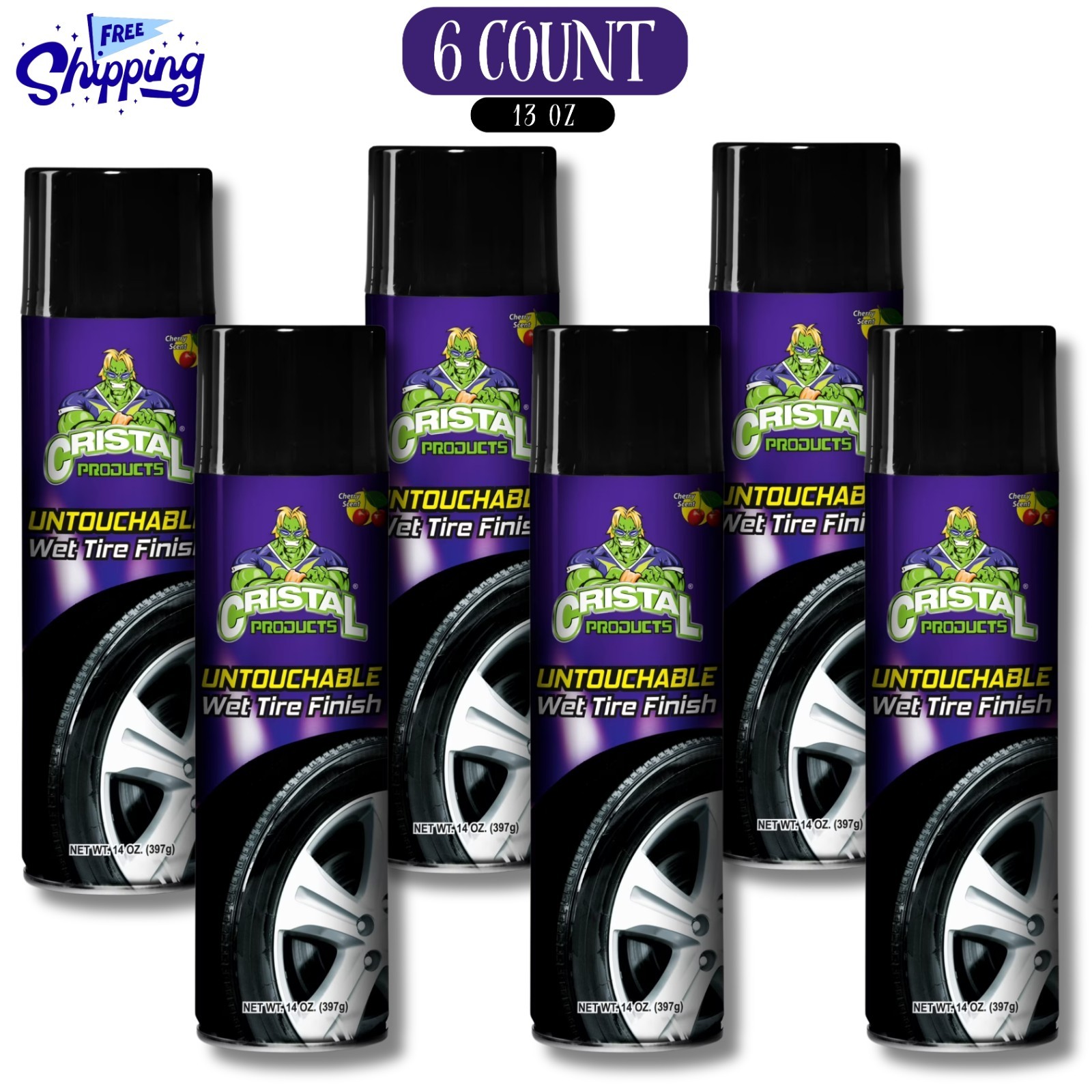 Cristal Product Untouchable Tire Wet Finish 13oz (6 PACK) Ever Gloss Tire shine