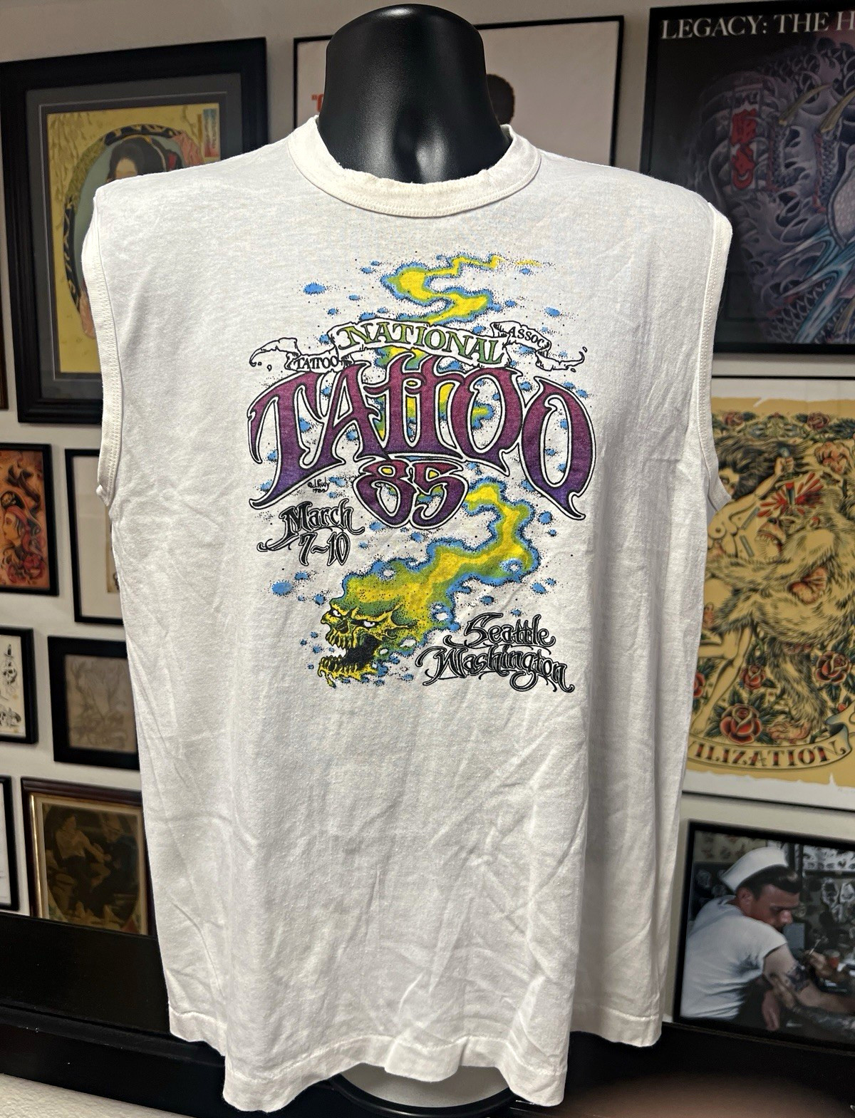 1985 Jack Rudy National Tattoo Sleeveless T-Shirt XL 1985 Jack Rudy National Tattoo Sleeveless T-Shirt XL