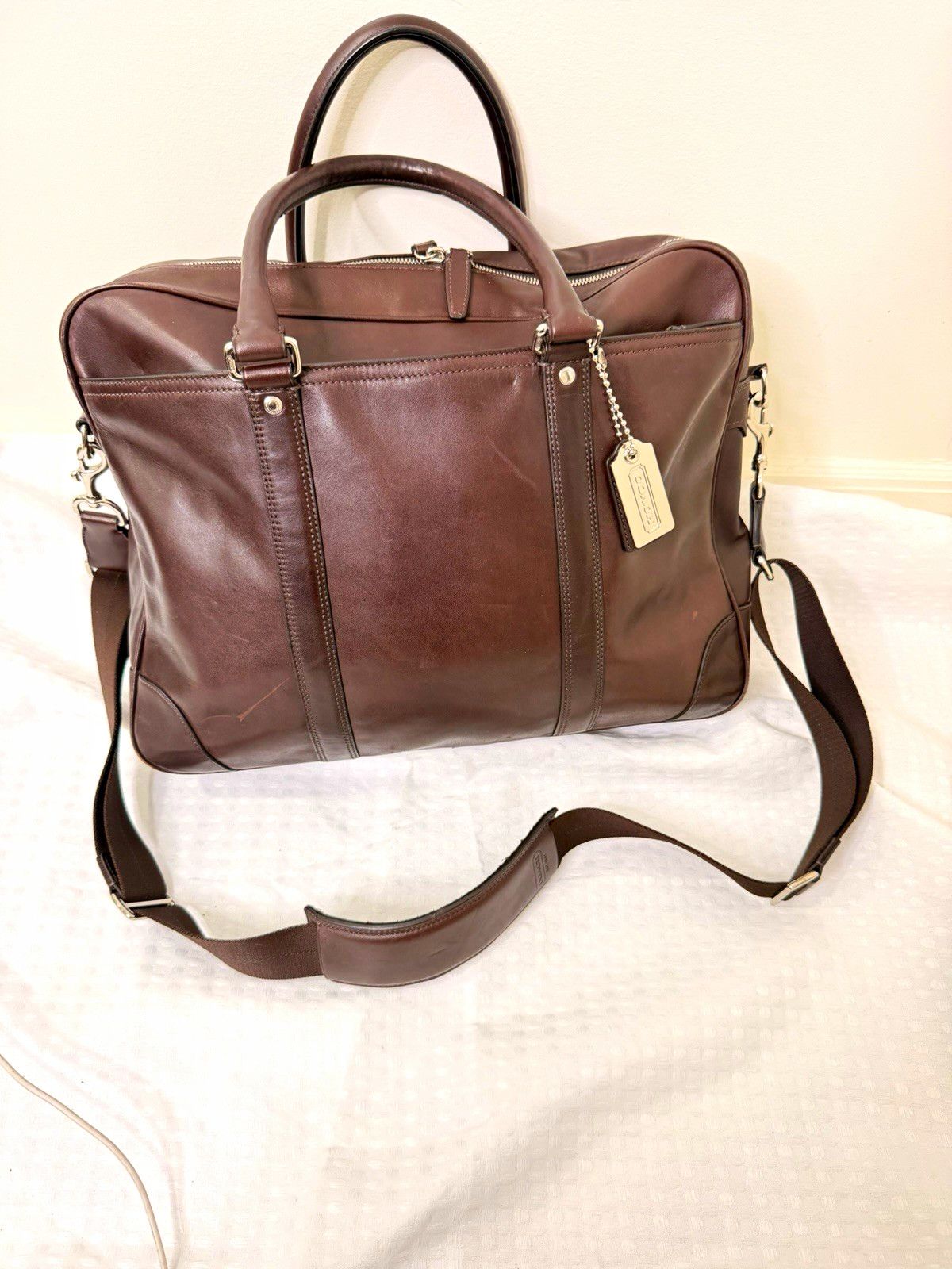 Coach Brown Solid Leather Briefcase Laptop Bag w/ Shoulder Strap Vintage Coach Coach Brown Solid Leather Briefcase Laptop Bag w/ Shoulder Strap Vintage Coach