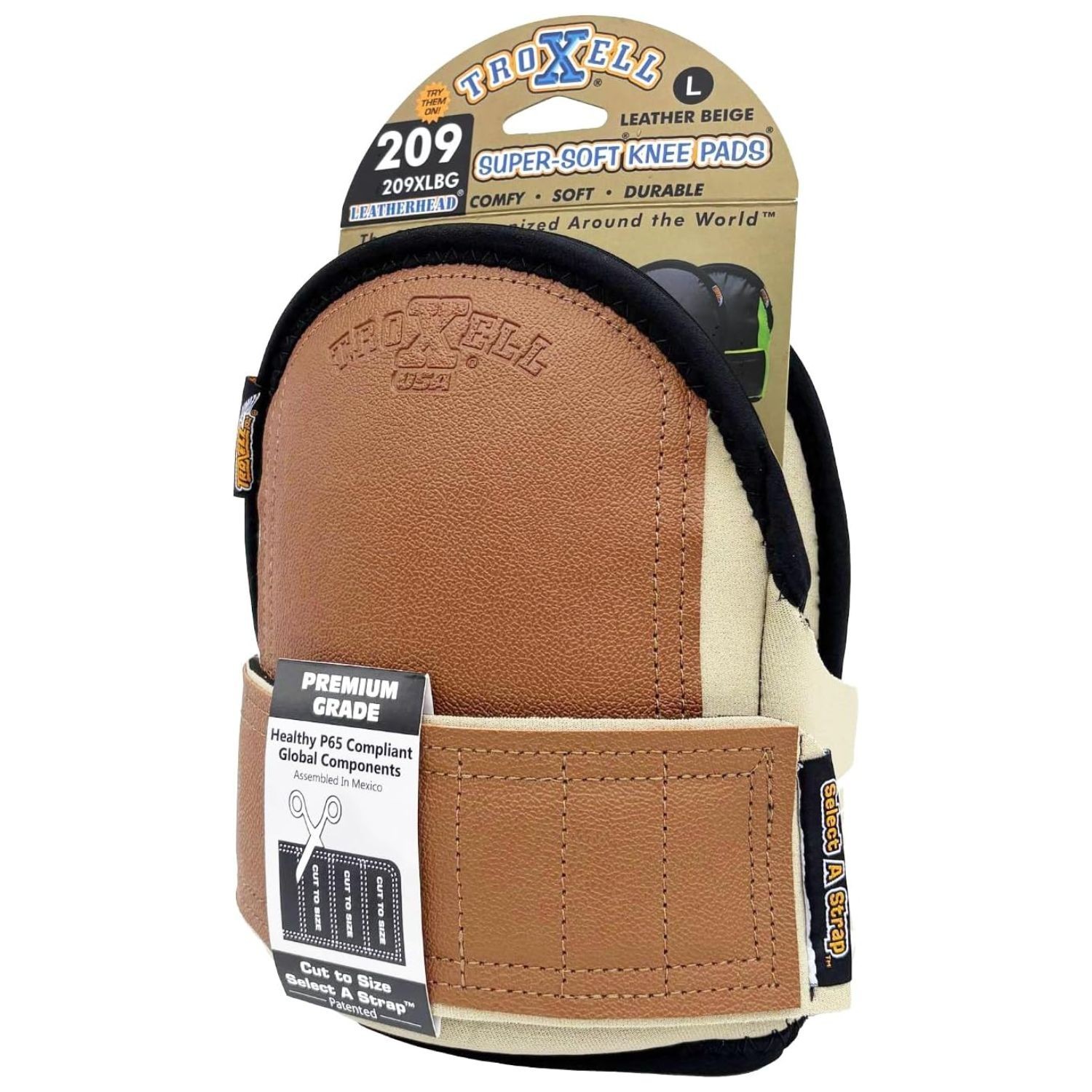 TROXELL USA SuperSoft Leatherhead Kneepads - (Large Size / Bagged in Pairs)
