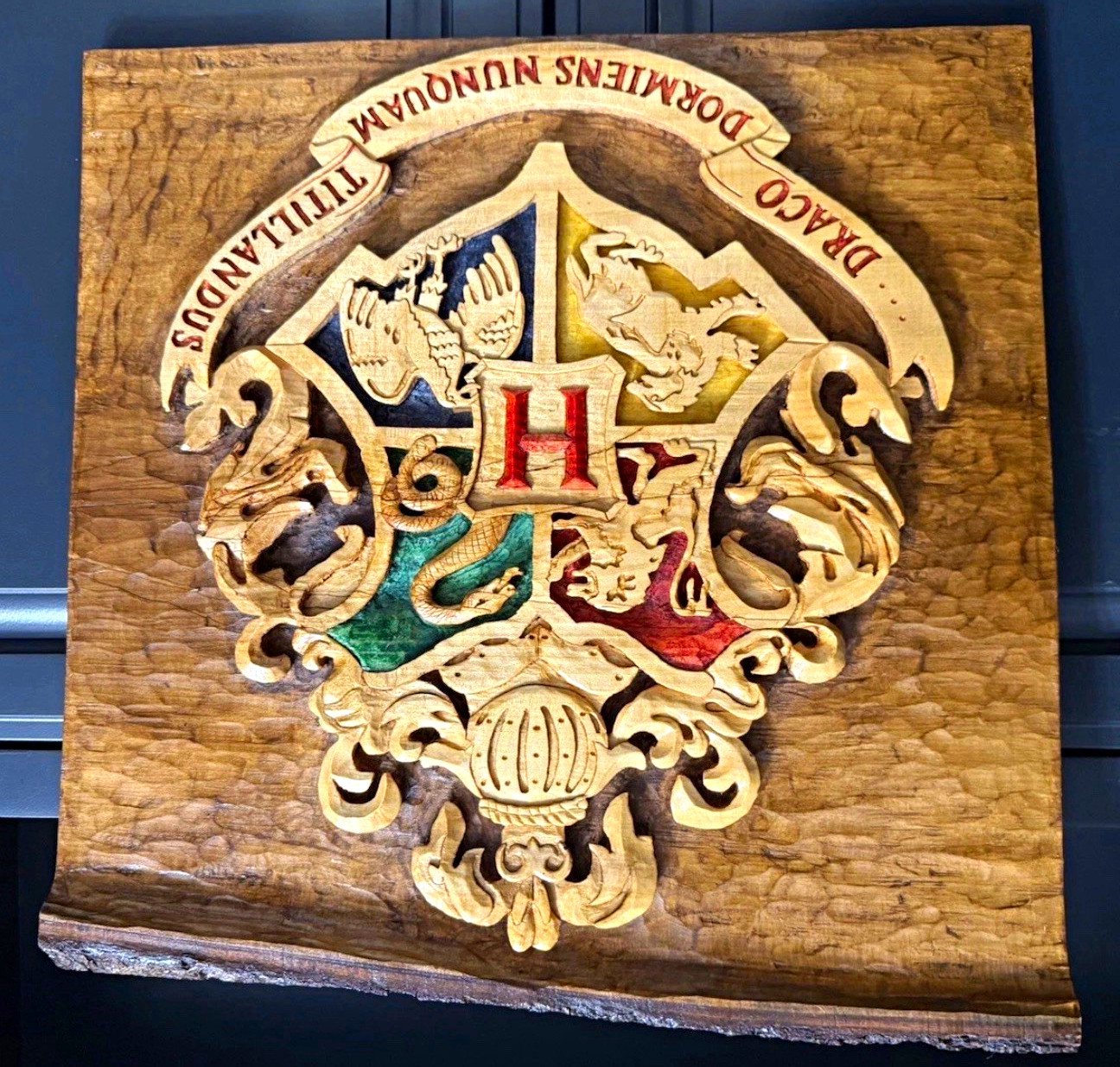 Hand Carved Hogwarts Crest Harry Potter Wooden Wall Art 4 Houses Handmade Hand Carved Hogwarts Crest Harry Potter Wooden Wall Art 4 Houses Handmade