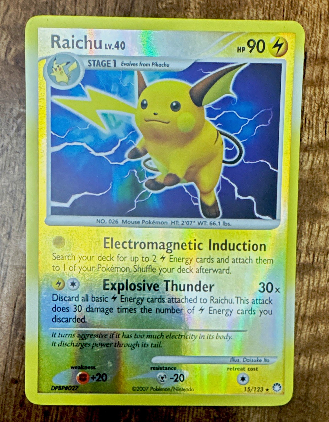 Pokemon TCG Raichu 15/123 Mysterious Treasures Reverse Holo 2007 Pokemon TCG Raichu 15/123 Mysterious Treasures Reverse Holo 2007