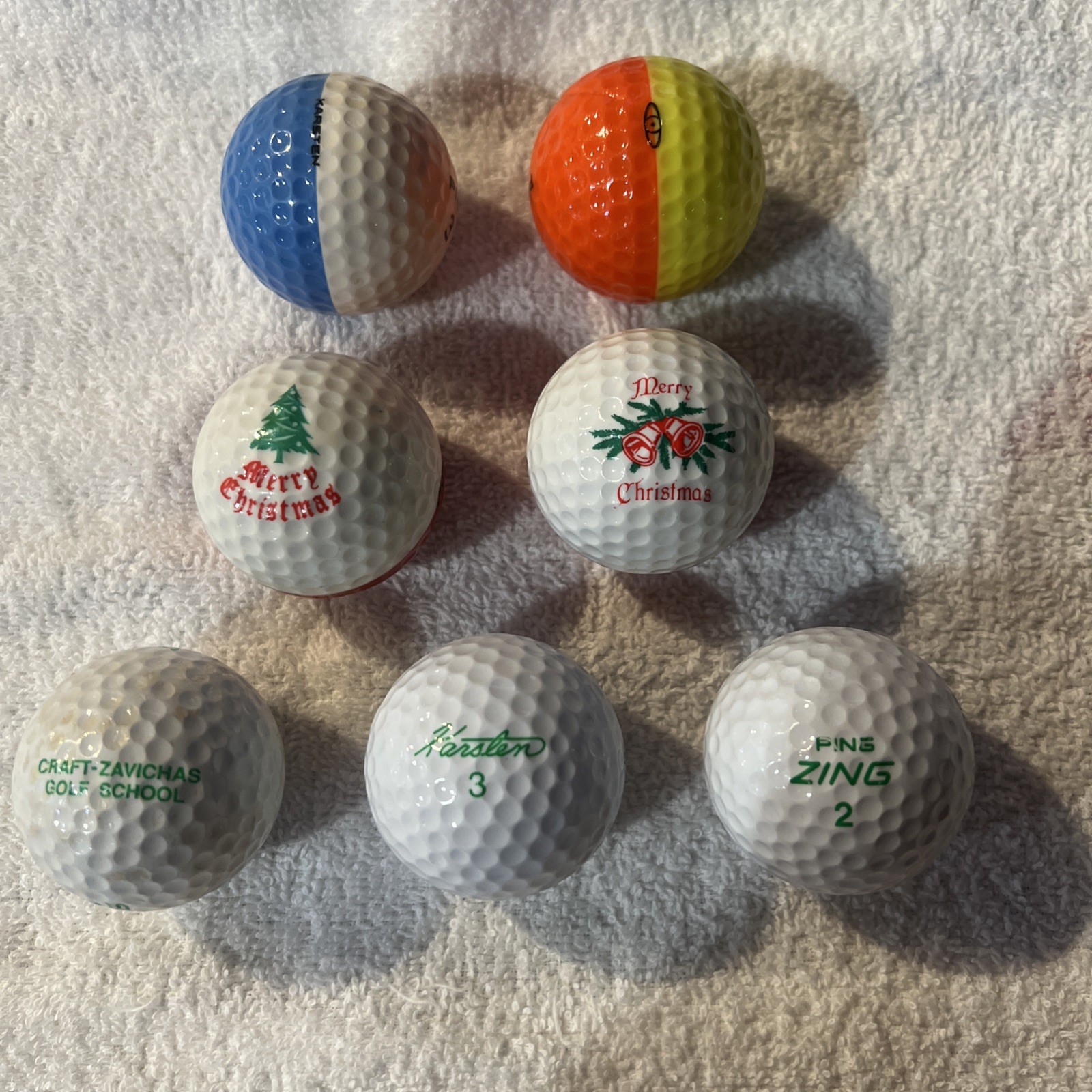 VINTAGE Ping Karsten Eye ZING XMAS golf balls LOT of 7 VINTAGE Ping Karsten Eye ZING XMAS golf balls LOT of 7