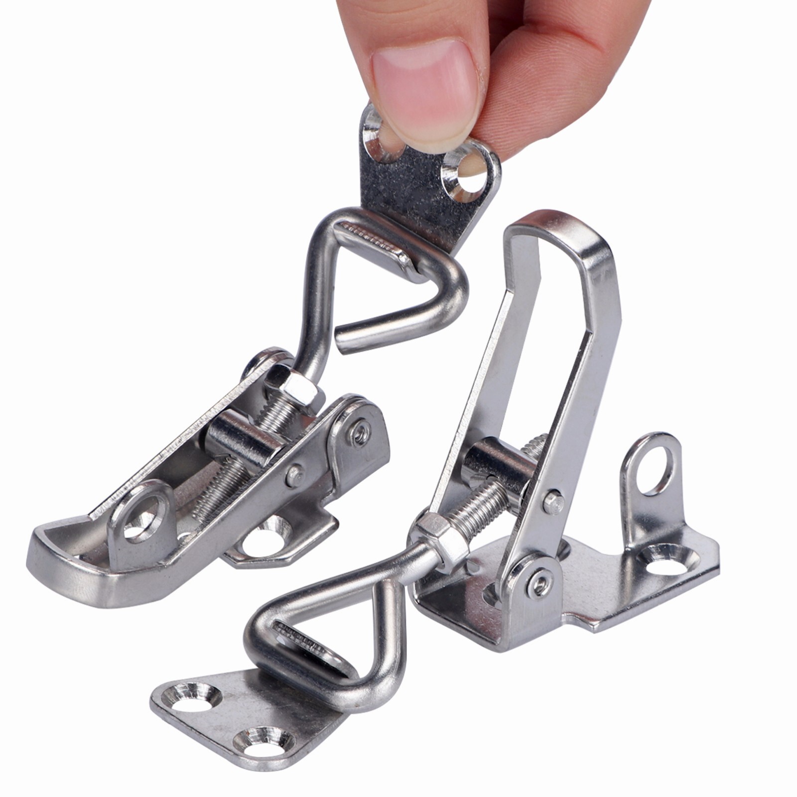 2X Marine Adjustable Clamp Hatch Hinge Stainless Steel Clamp-Locking Cam Latch 