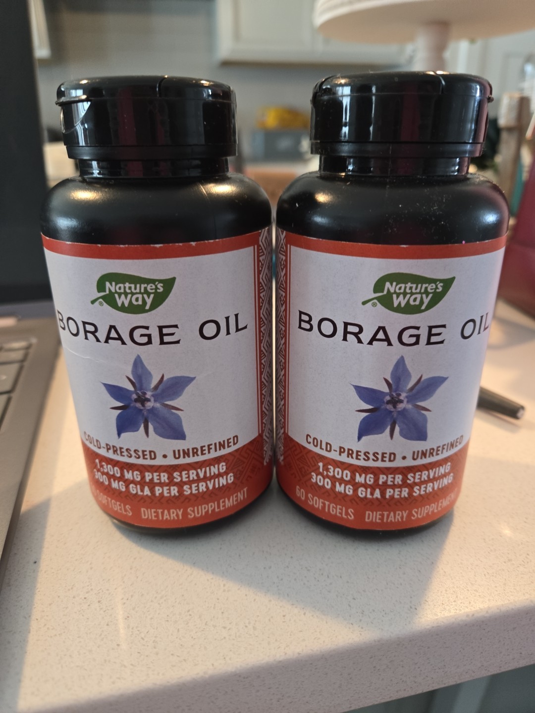 2×Nature's Way Borage Oil 1300 mg (Cold Pressed) 60 Softgels