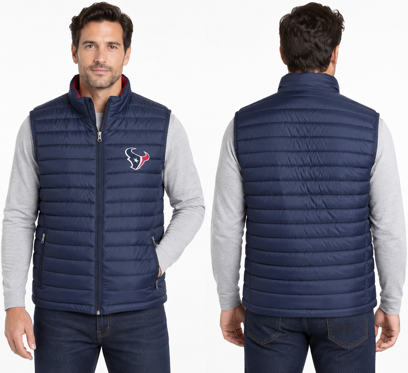 NFL G-lll Houston Texans Puffer Vest Men’s L Navy NWT Water Resistant Full Zip
