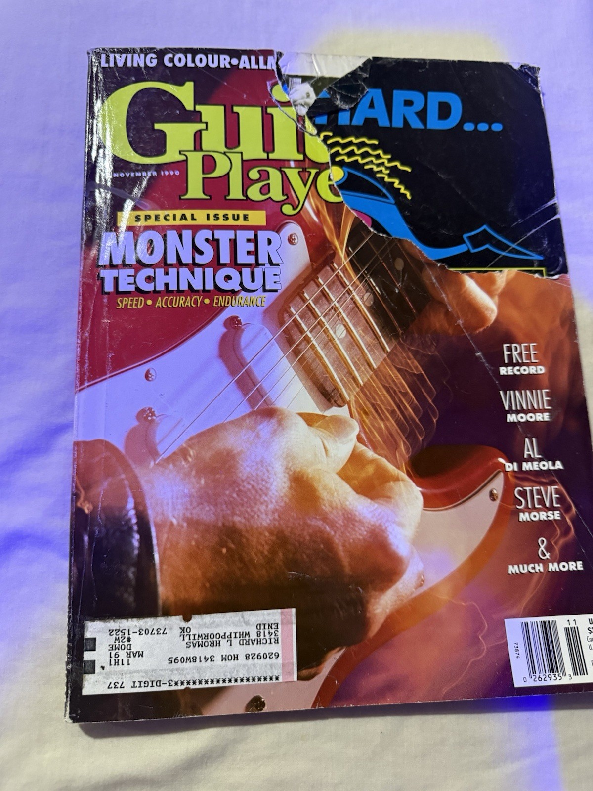 Guitar Player Nov 1990 Monster Technique Vinnie Moore Flexi Soundpage Record