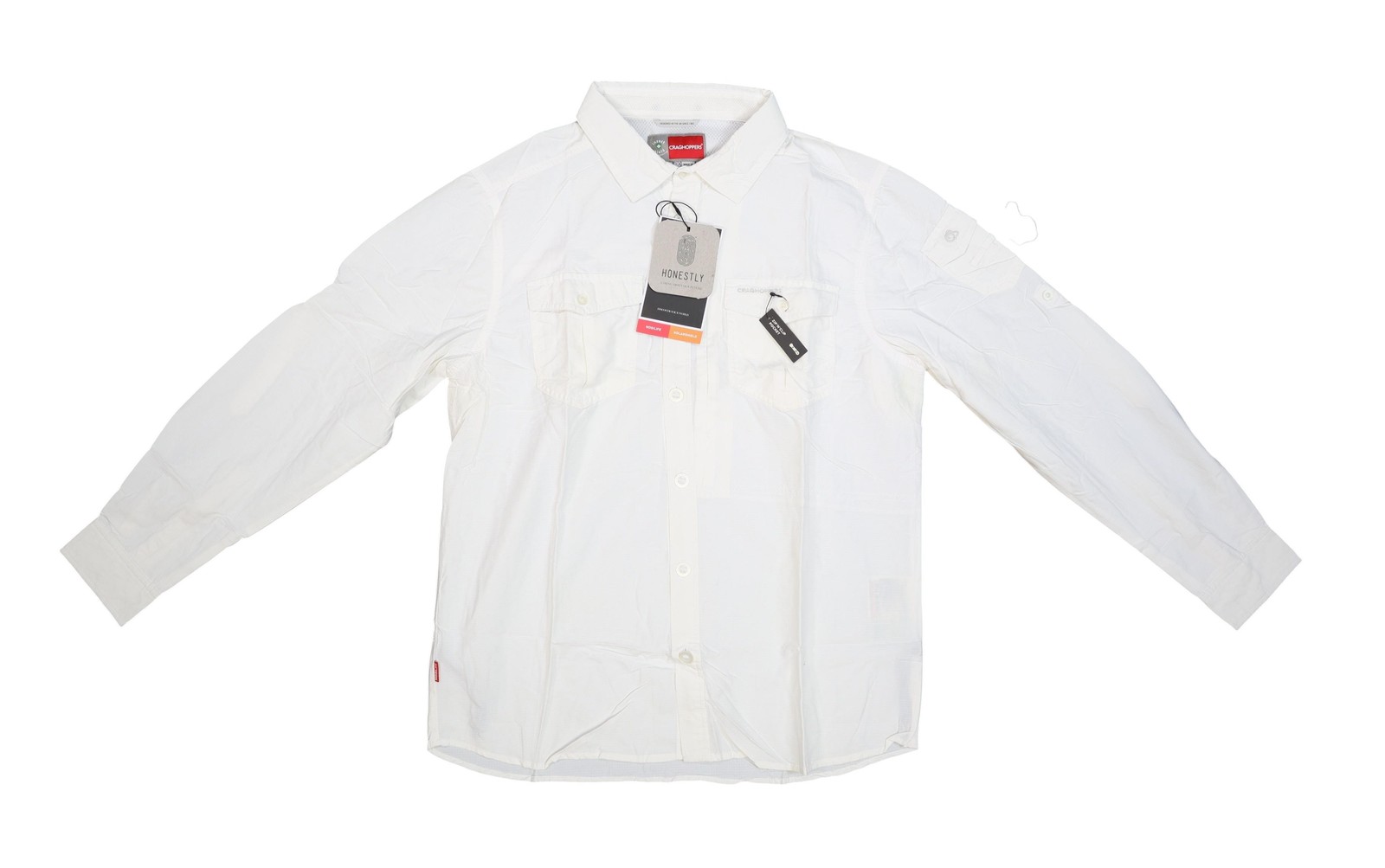 Craghoppers Shirt Mens Medium White NosiLife Adventure LS Insect Shield Travel
