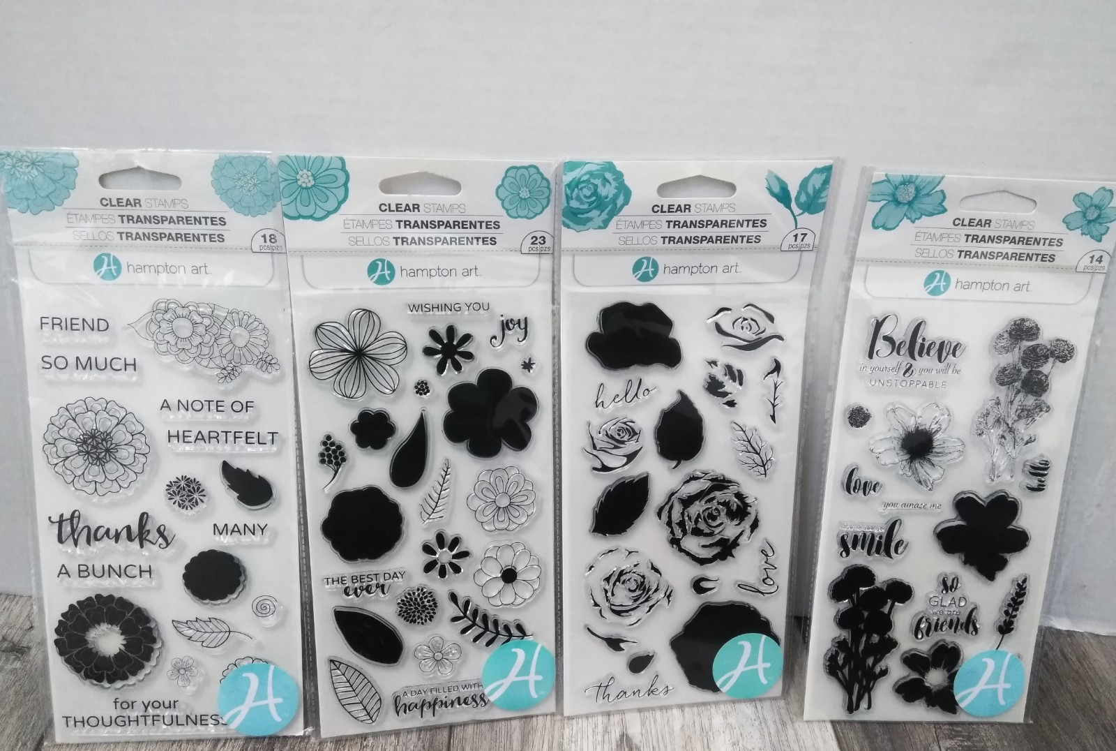 N.O.S. 2016  Layering Flower Clear Acrylic Stamp Set by Hampton Art  (4PK) NEW