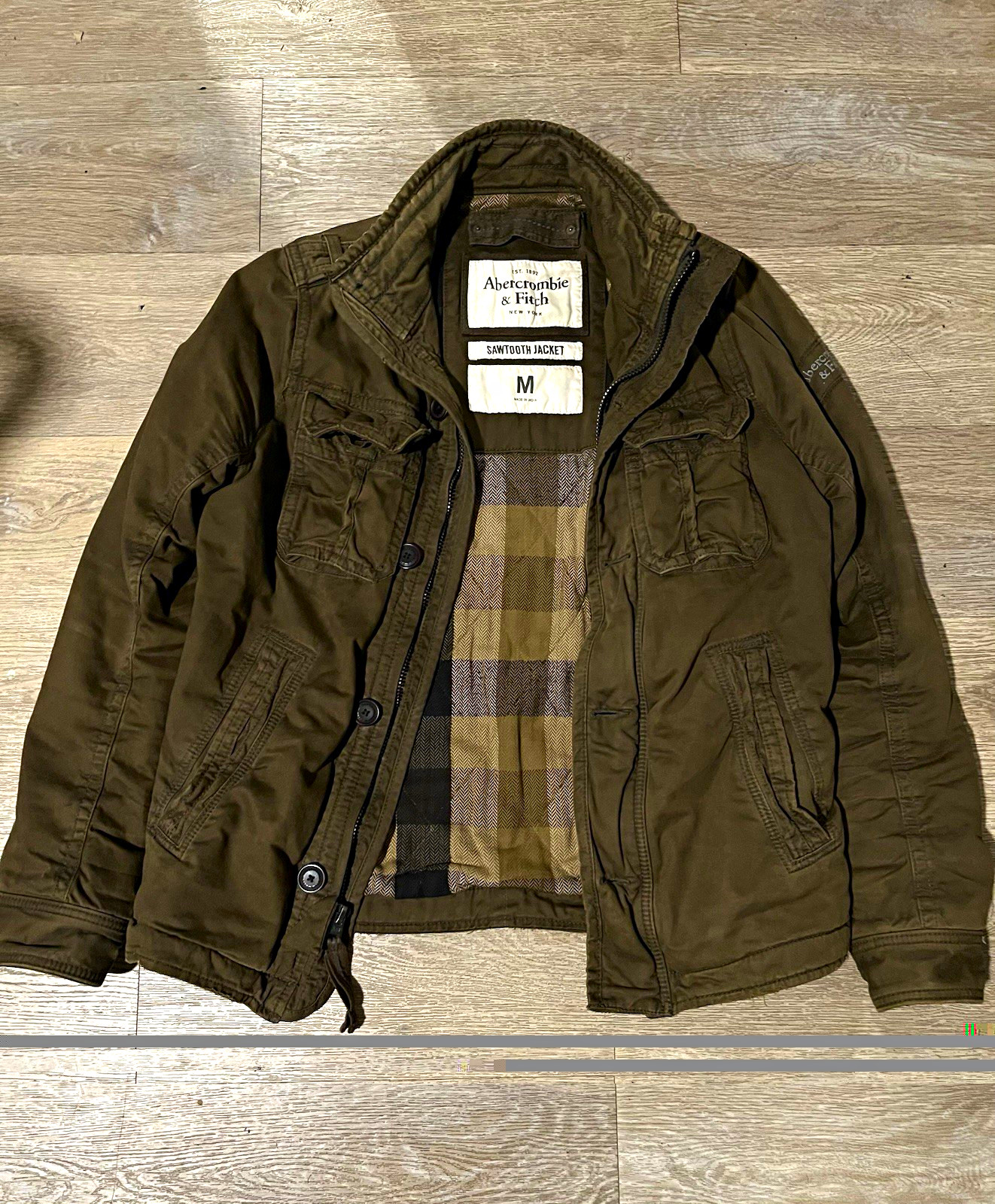 Vintage Y2K Abercrombie & Fitch Sawtooth Military Jacket Mens M Plaid Lined Vintage Y2K Abercrombie & Fitch Sawtooth Military Jacket Mens M Plaid Lined