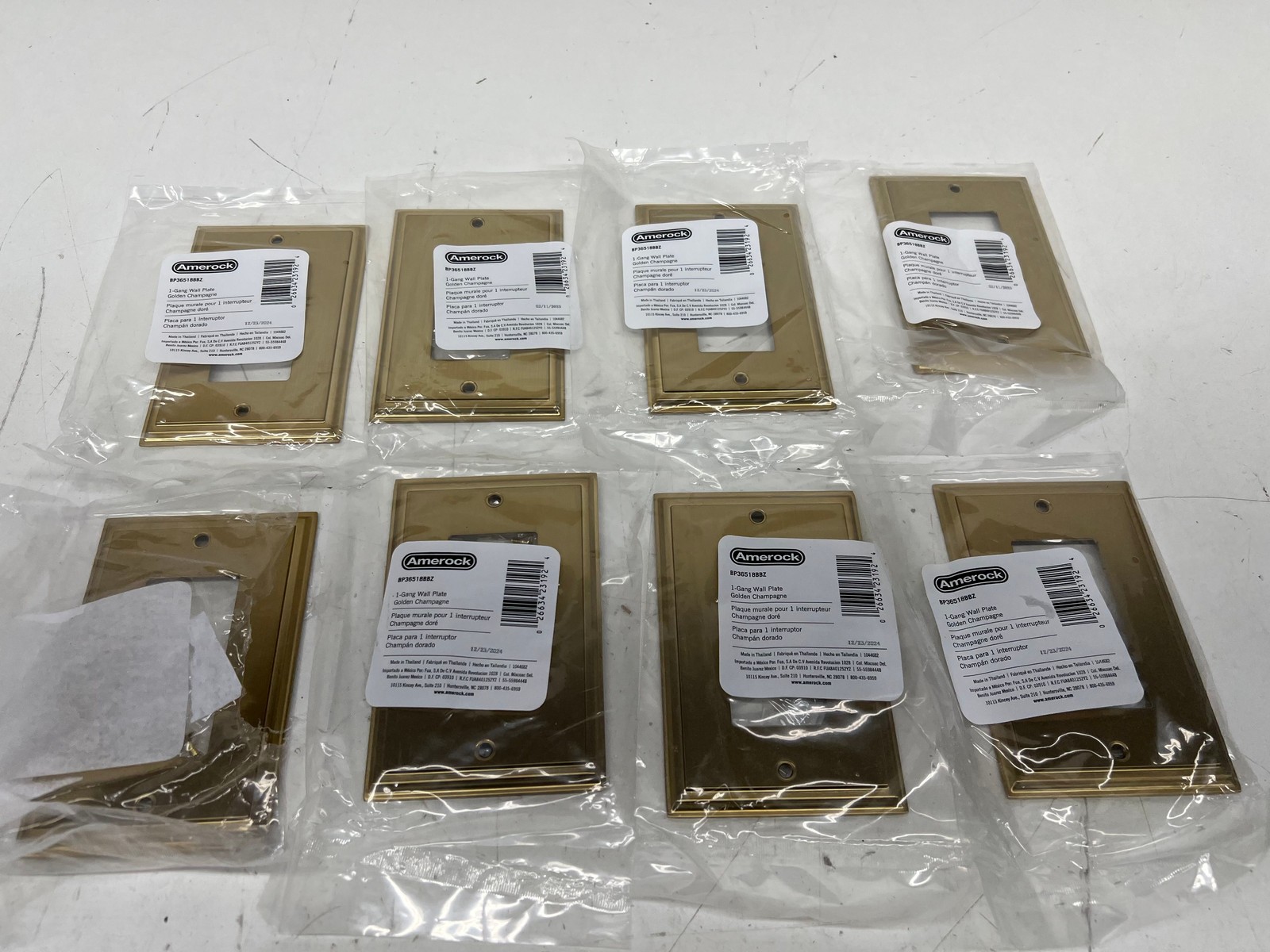 LOT OF 8 Amerock Gold 1-Gang Decorator/Rocker Wall Plate (1-Pack)