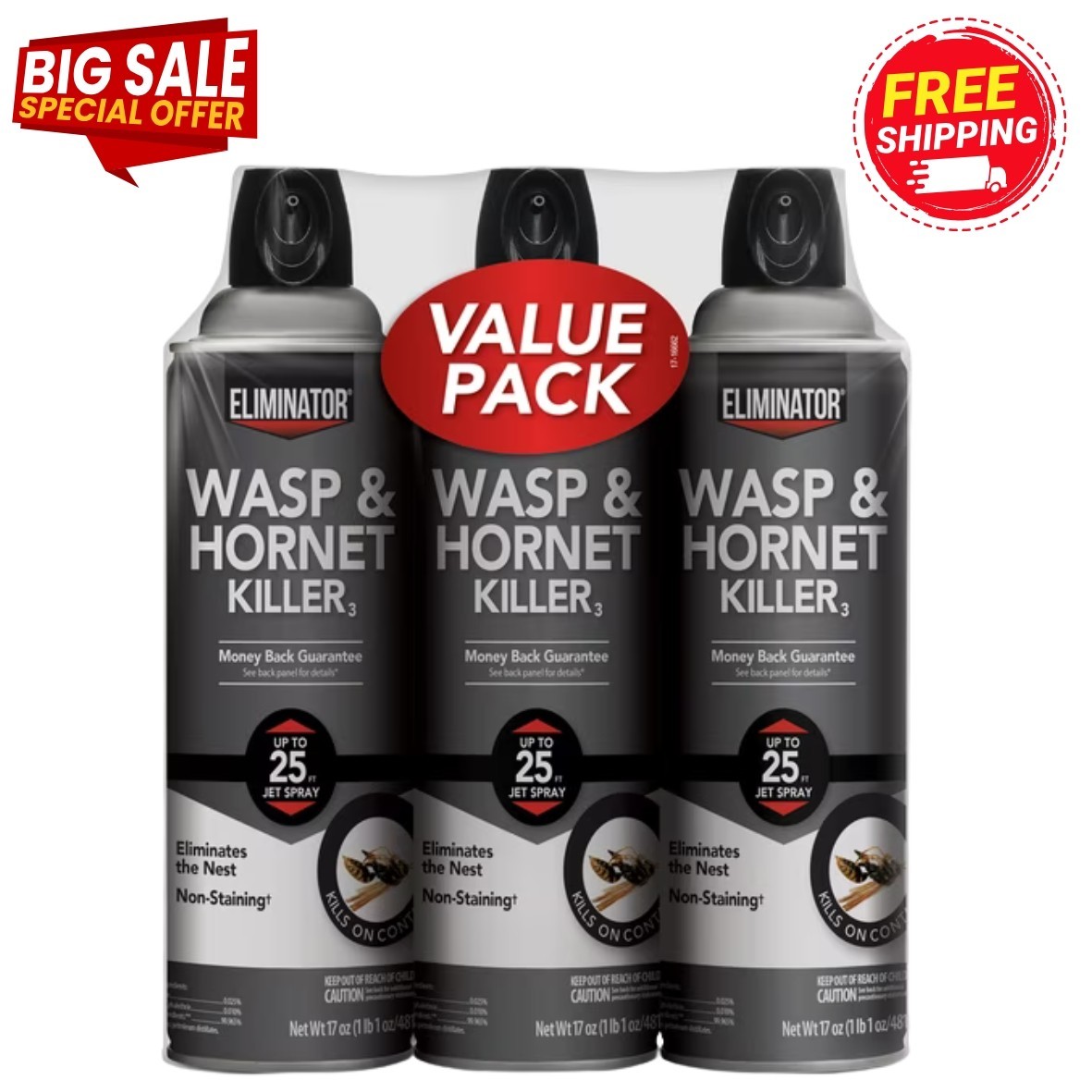 Eliminator Wasp and Hornet Killer3, 17 Ounce, 3 Pack... Eliminator Wasp and Hornet Killer3, 17 Ounce, 3 Pack...
