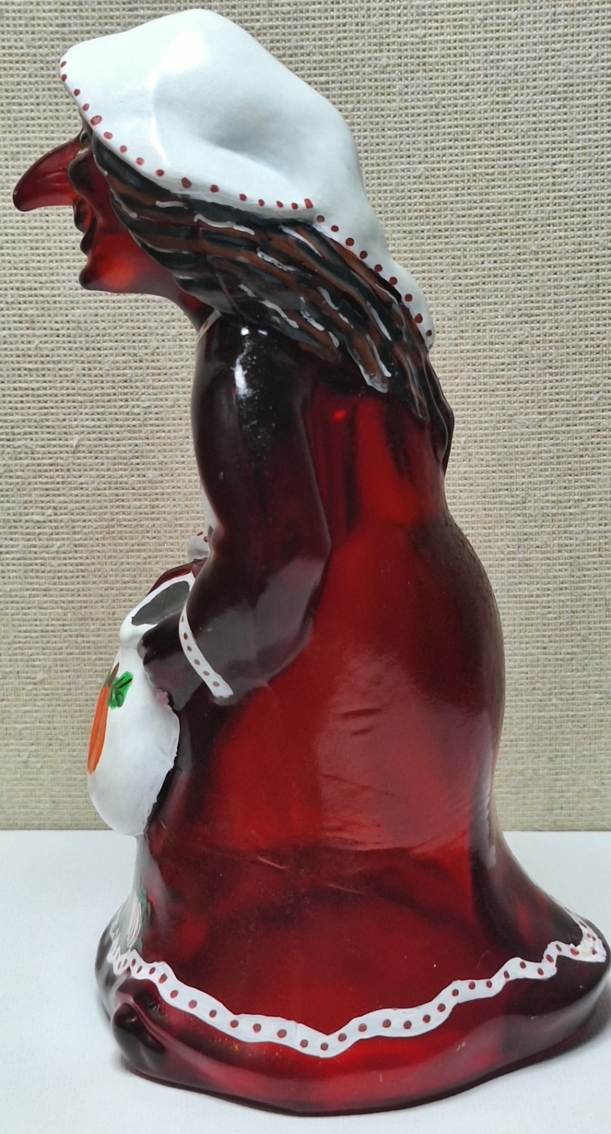 Fenton Hand Painted Ruby Glass Witch Figurine Signed Wendy C Halloween 6\ Fenton Hand Painted Ruby Glass Witch Figurine Signed Wendy C Halloween 6\